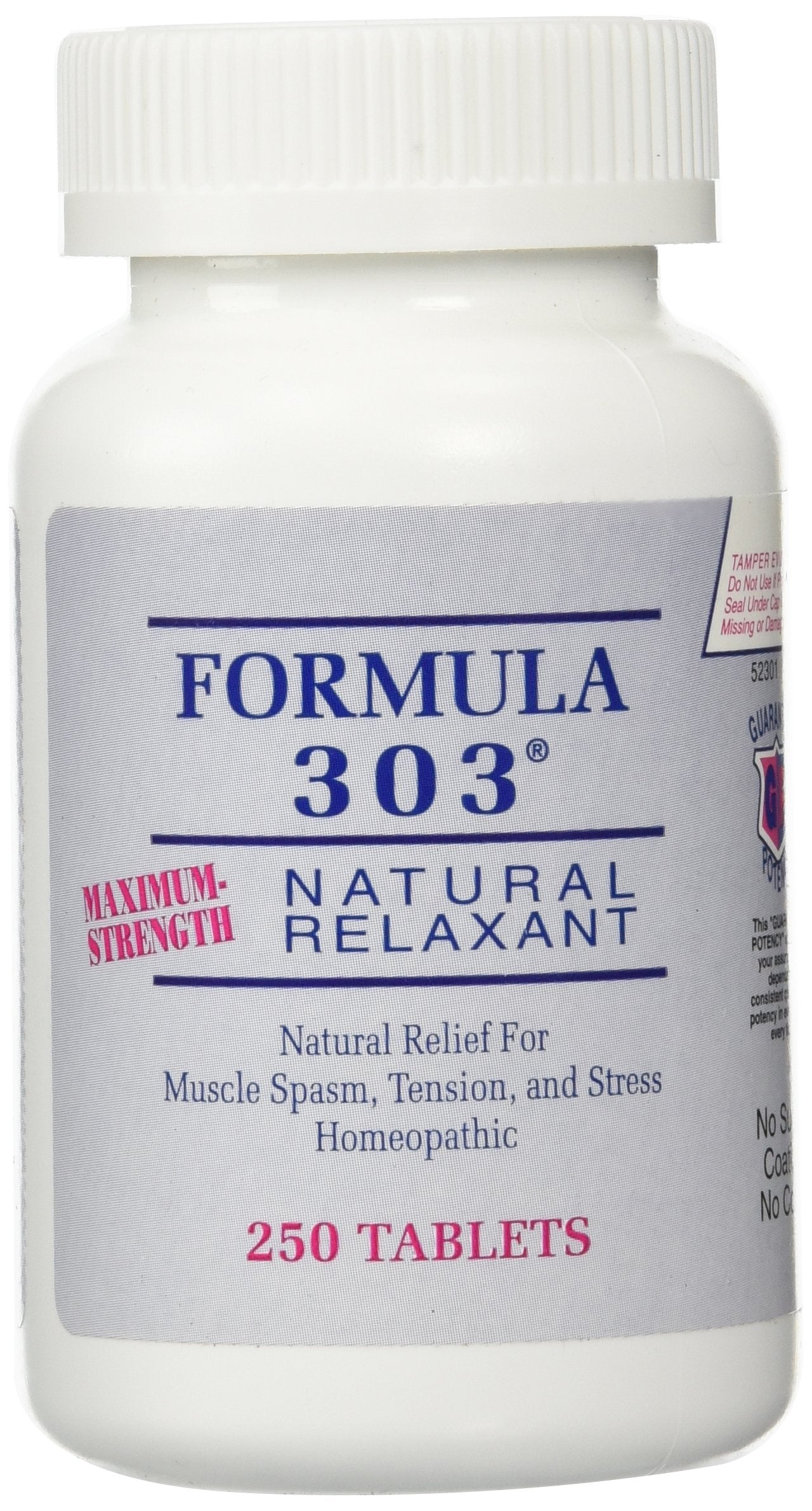 Dee Cee Labs Formula 303 Maximum Strength All-Natural Relaxant Tablets, 250 Tablets; All-Natural Relaxant containing Magnesium for Sore Muscles, Passion Flower, and Valerian Root Dee Cee LaboratoriesAu supplements
