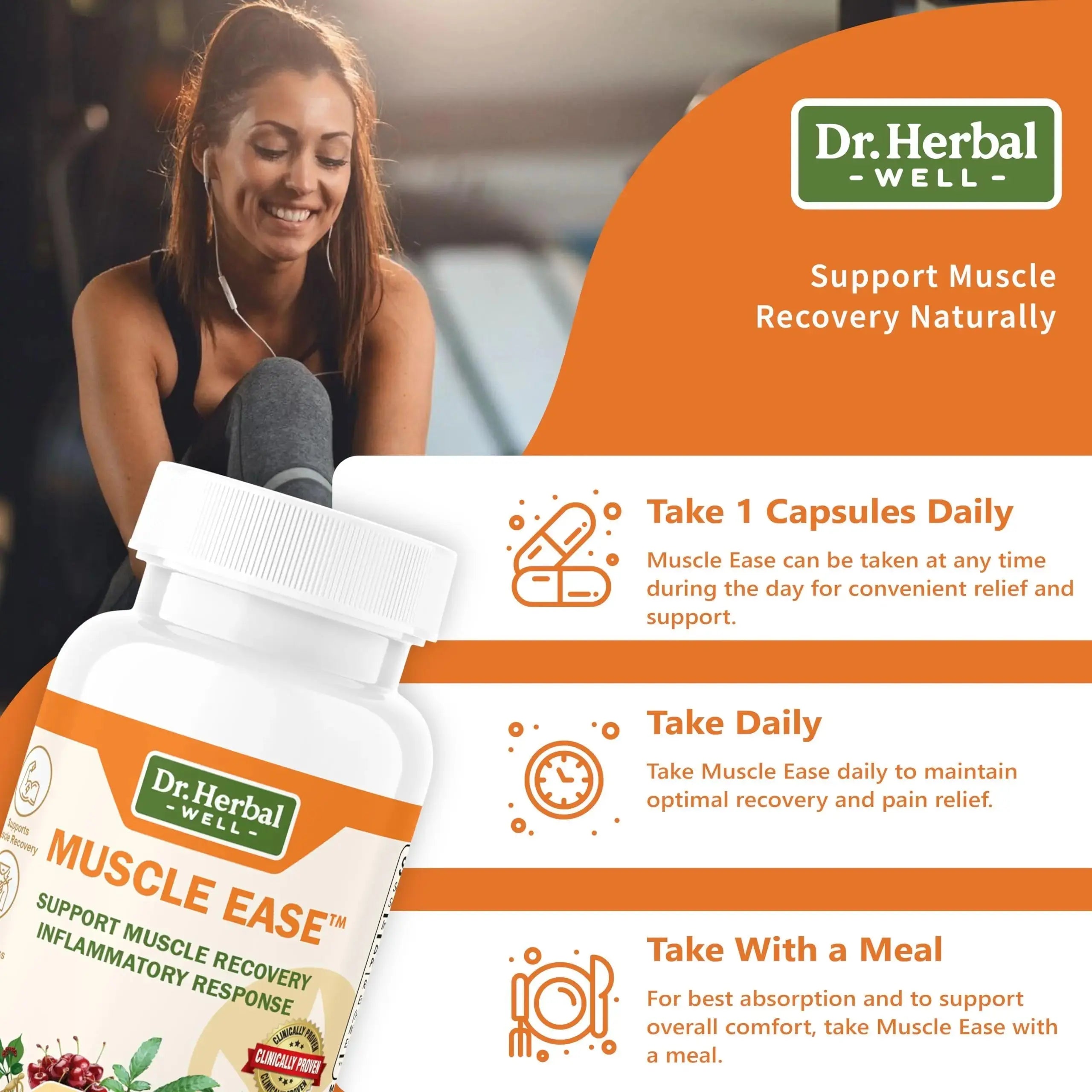 DR.HERBAL WELL Muscle Ease - Joint, Muscle & Nerve Support Fast Acting Relax Comfort Recovery Natural Herbal Supplement - (60 Capsules) MAX-Strength DR. HERBAL WELLAu supplements