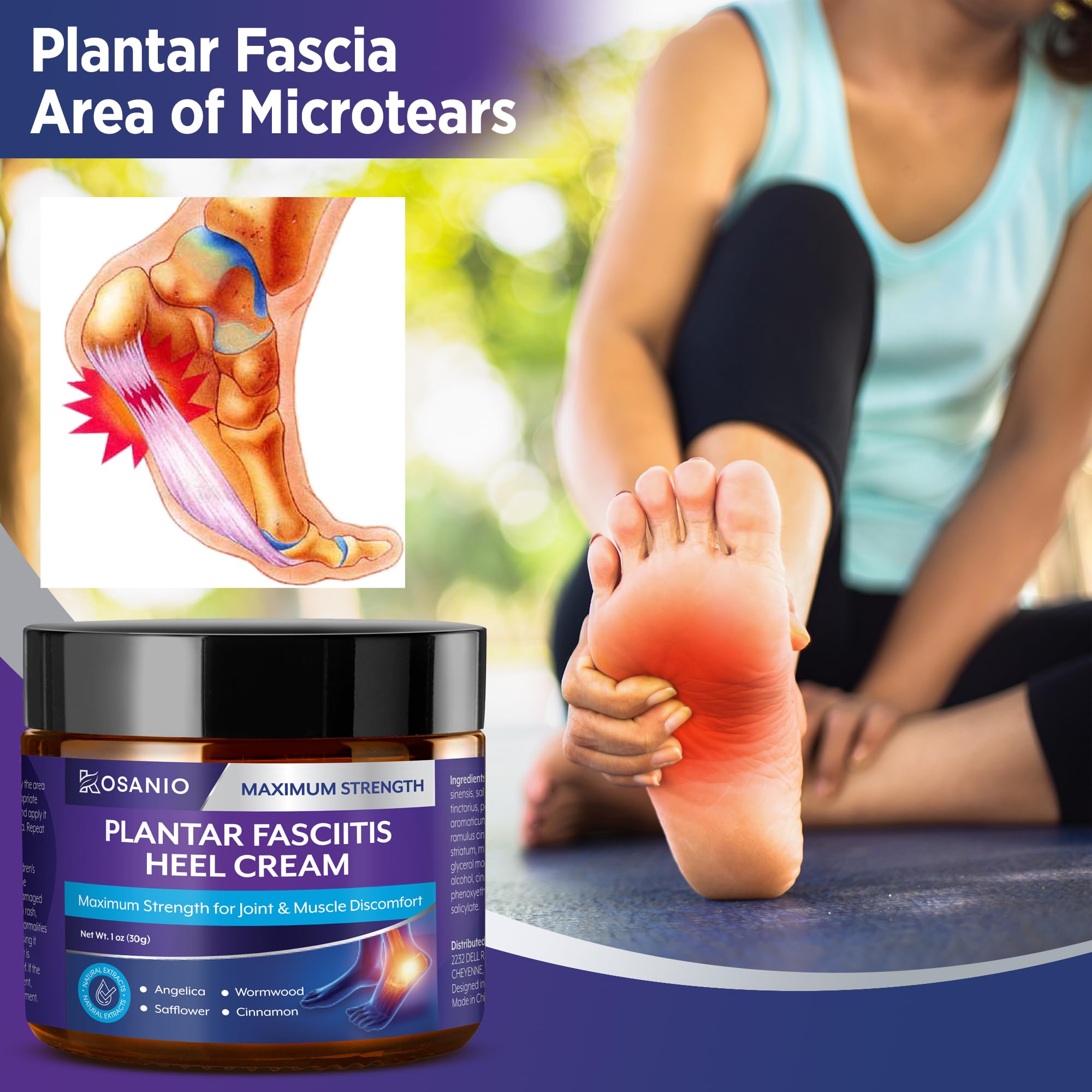 KOSANIO Plantar Fasciitis Relief Cream - Heel Discomfort Relief for Plantar Fasciitis, Foot, Knee, Hands, Legs - Natural Herbal Concentrate Formula - (30g / 1 oz (Pack of 1)) KOSANIOAu supplements
