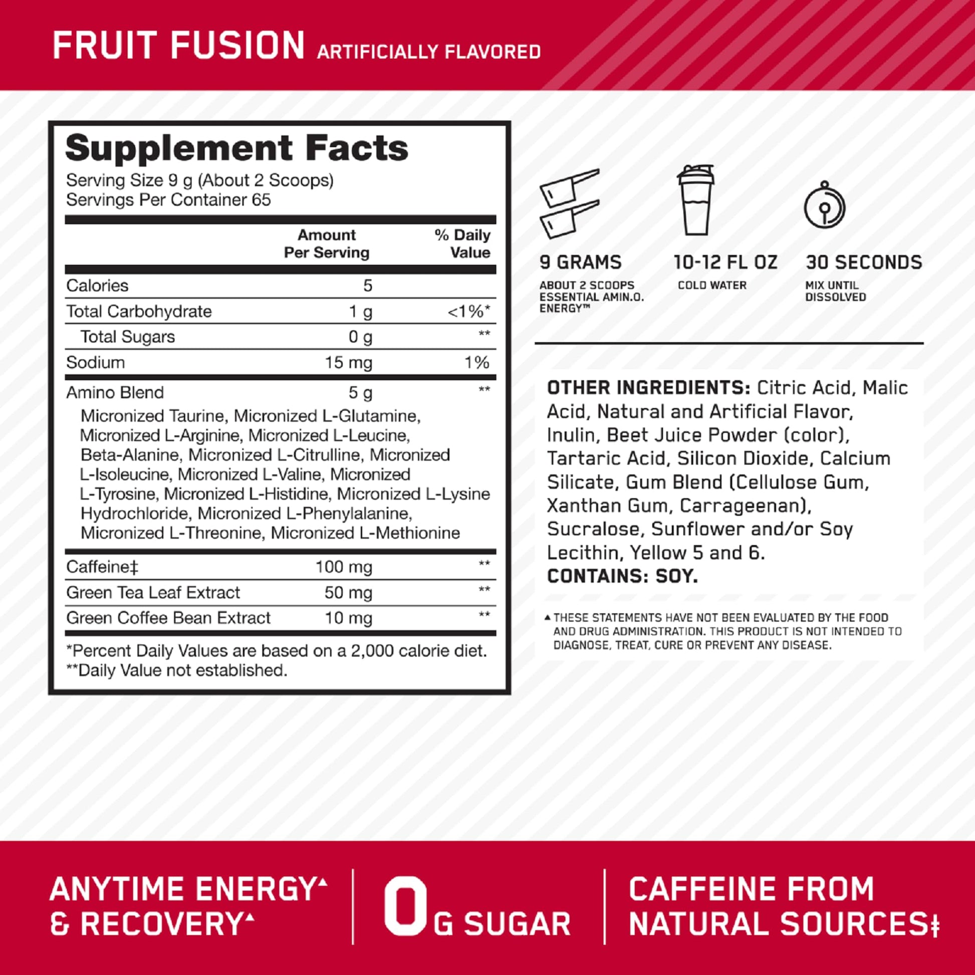Optimum Nutrition Amino Energy - Pre Workout with Green Tea, BCAA, Amino Acids Optimum NutritionAu supplements