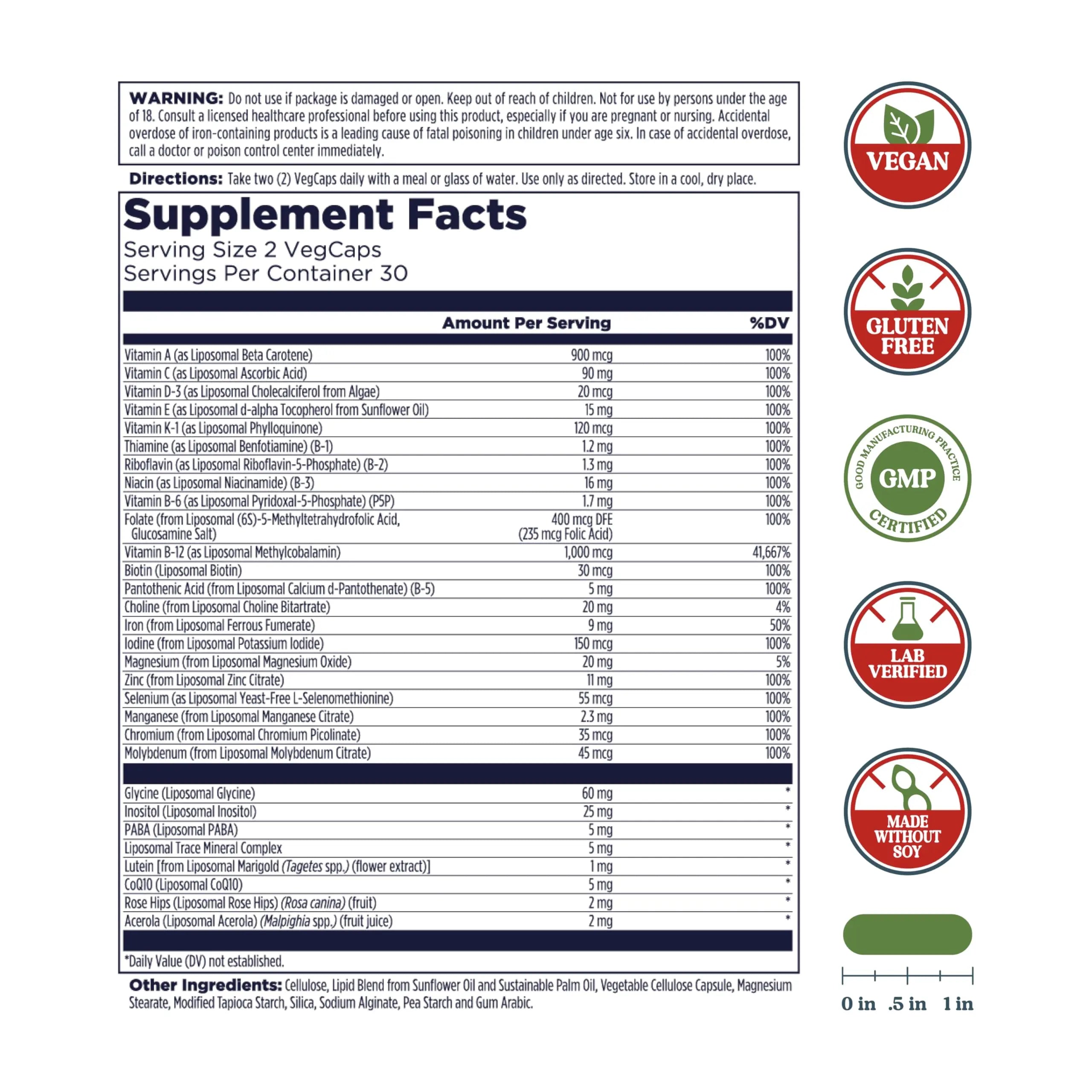 KAL Liposomal Multivitamin - High Potency Liposomal Vitamin C, D-3, and More - Men and Women Multivitamin KALAu supplements