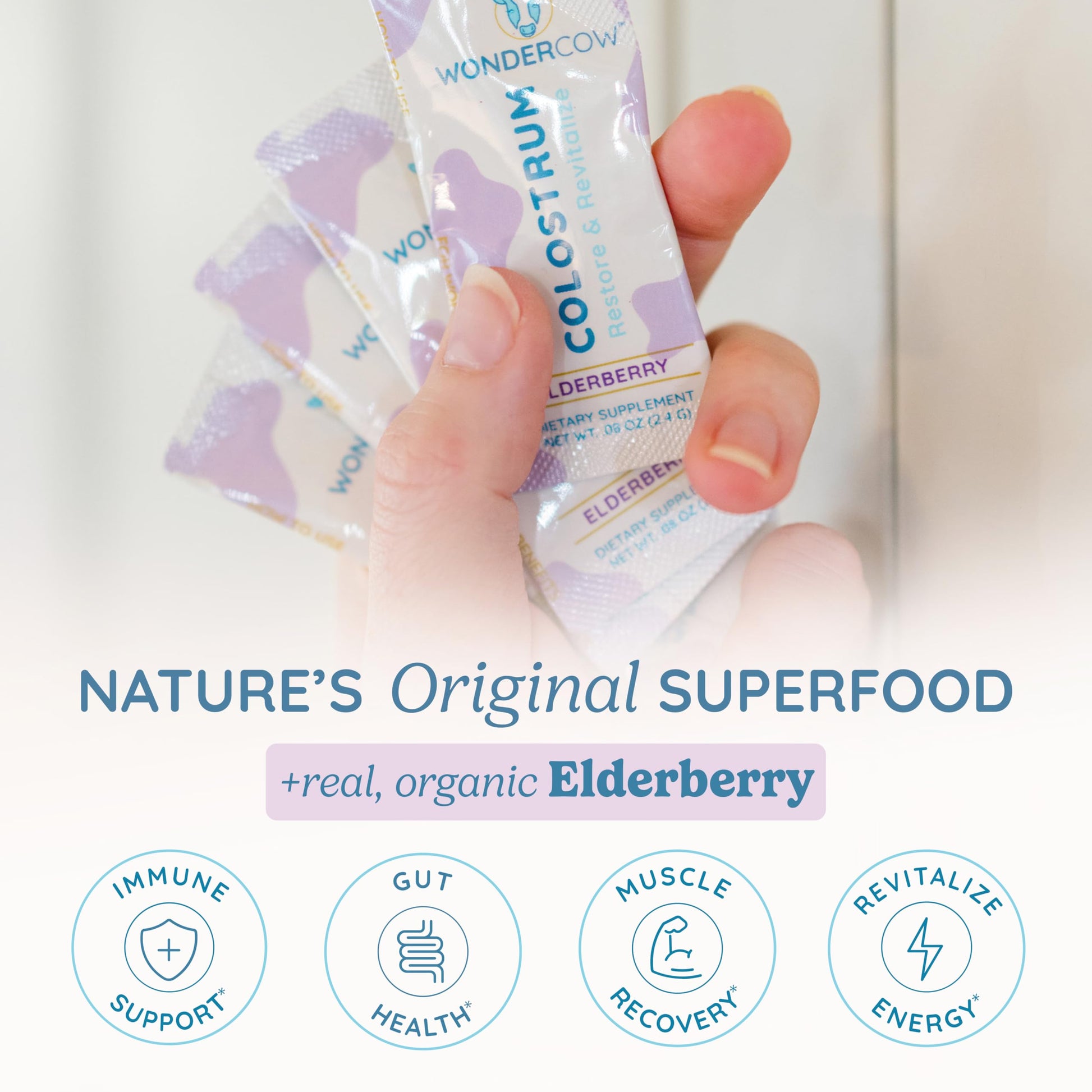 WONDERCOW Colostrum Supplement Powder for Gut Health, Immune Support & Wellness | Natural IgG Pure Whole Bovine Colostrum Superfood, Elderberry, 30 Servings WONDERCOWAu supplements