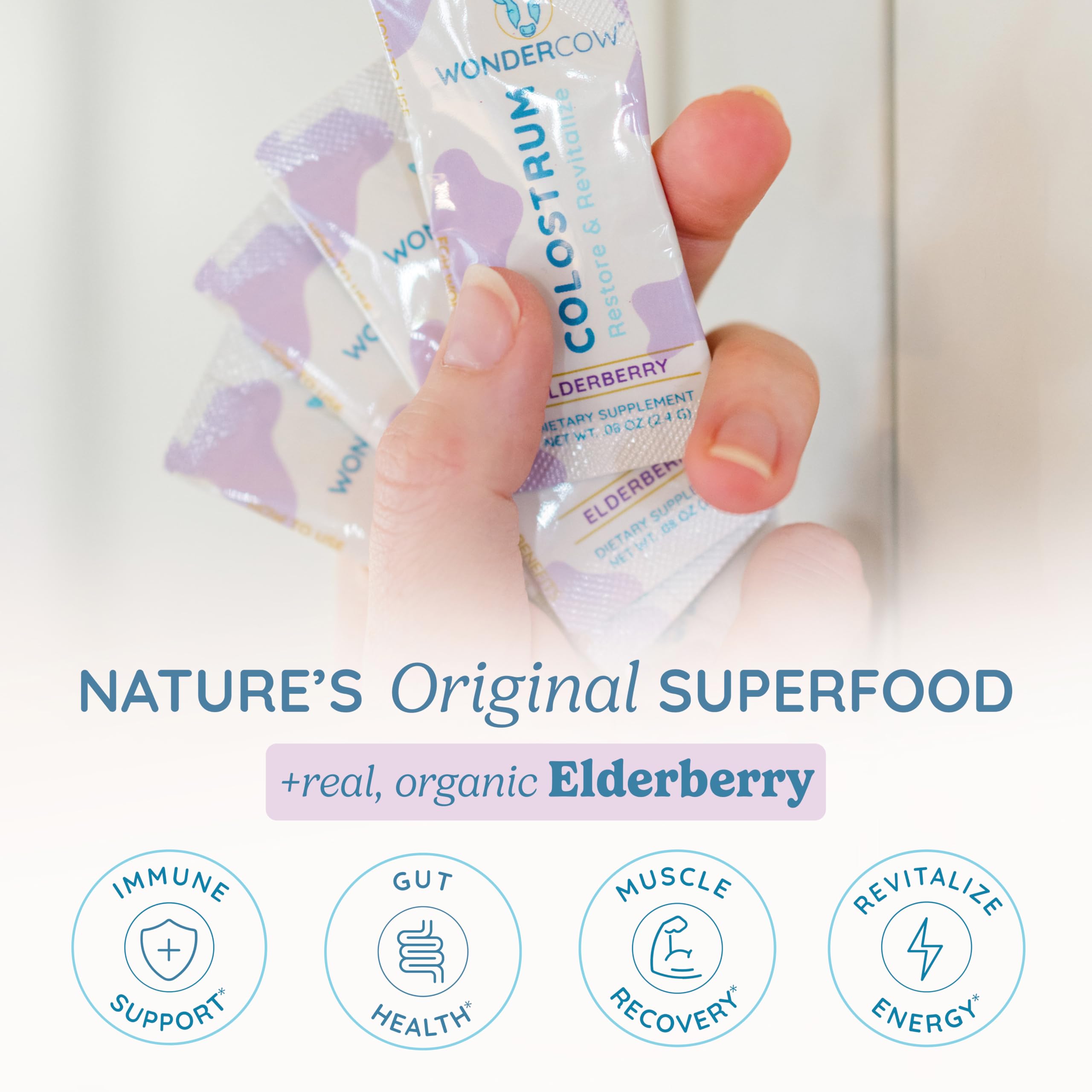 WONDERCOW Colostrum Supplement Powder for Gut Health, Immune Support & Wellness | Natural IgG Pure Whole Bovine Colostrum Superfood, Elderberry, 30 Servings WONDERCOWAu supplements