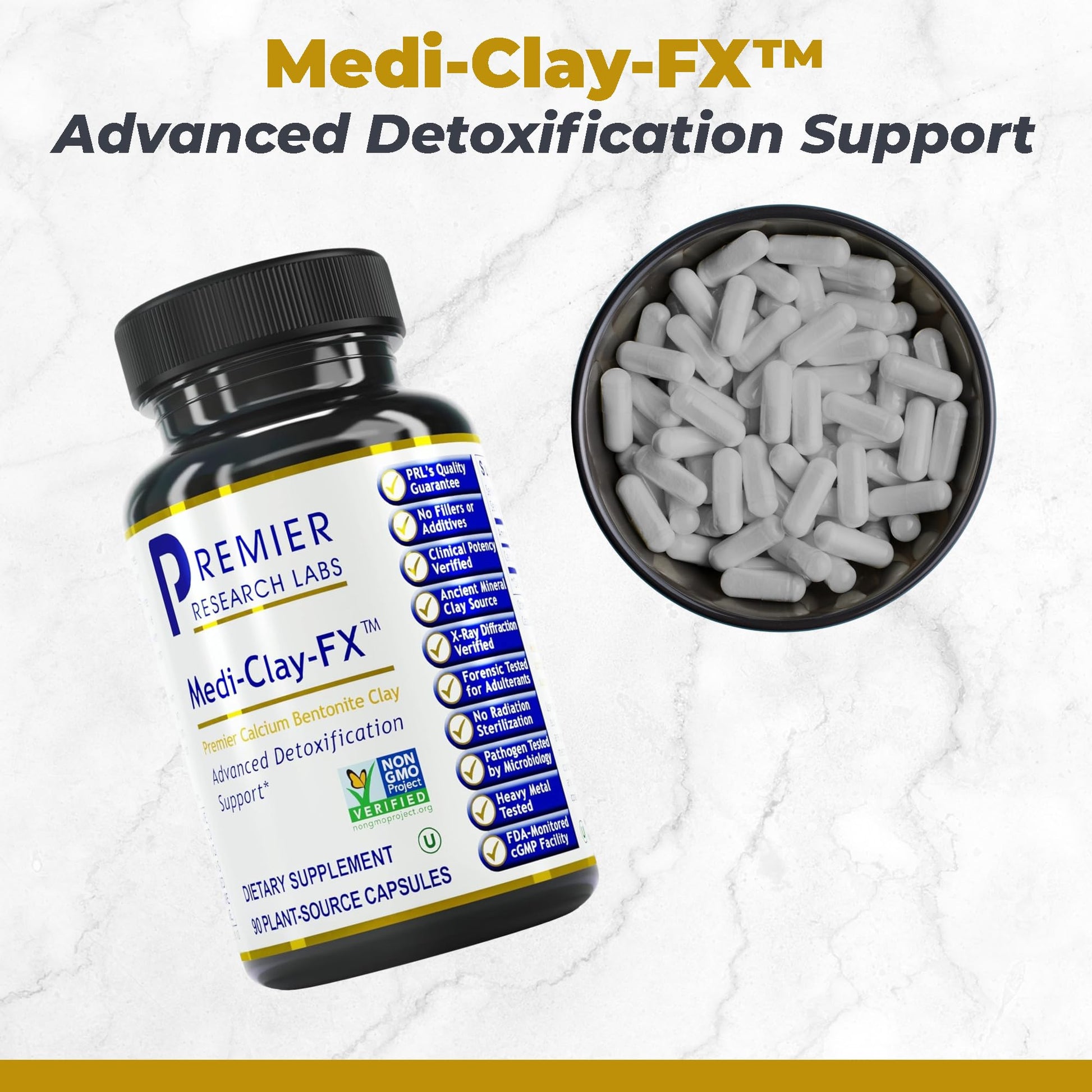 Premier Research Labs Medi-Clay-FX: Bentonite Clay Capsules for Detoxification | Food Grade Smectite Supplement | Absorb Toxins, Supports Cellular Health and Mold Detox - 90 Capsules Premier Research LabsAu supplements
