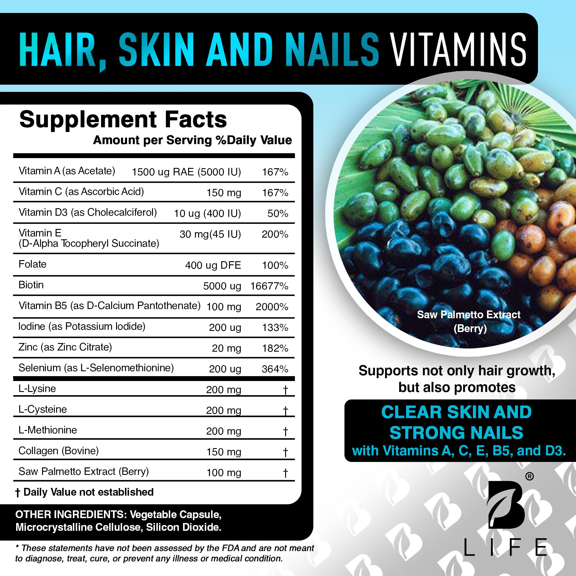 Men’s Hair Growth Supplement – Biotin & Collagen Hair Vitamins for Men – Thicker, Fuller Hair, Nail & Scalp Support – Hair Loss Supplement with Zinc, Selenium & Vitamins A C D E – 240 Capsules B Life CompanyAu supplements