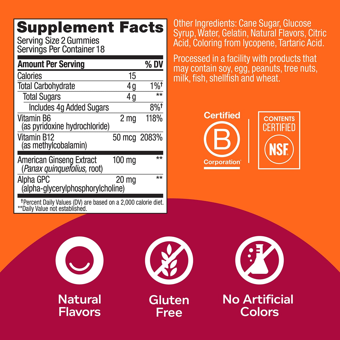 OLLY Laser Focus Gummy, Ginseng, Alpha GPC, B Vitamins, Berry Tangerine Flavor OLLYUS supplements