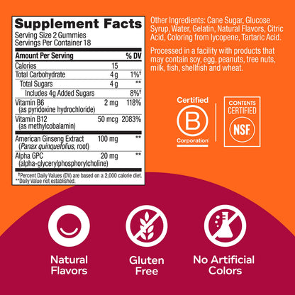 OLLY Laser Focus Gummy, Ginseng, Alpha GPC, B Vitamins, Berry Tangerine Flavor OLLYUS supplements