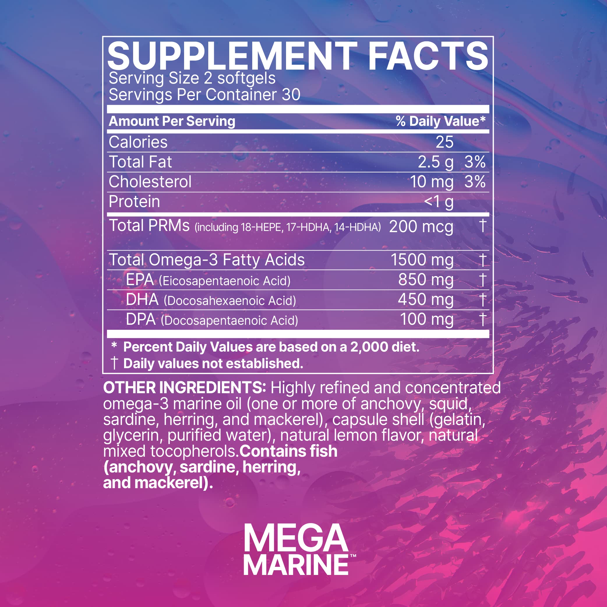 Microbiome Labs MegaMarine Omega 3 Fish Oil Supplements - Gut-Specific EPA DHA Omega 3 Supplement with DPA for Gut Health - Support Immune & Gut Barrier Function (60 Softgels) Microbiome LabsAu supplements