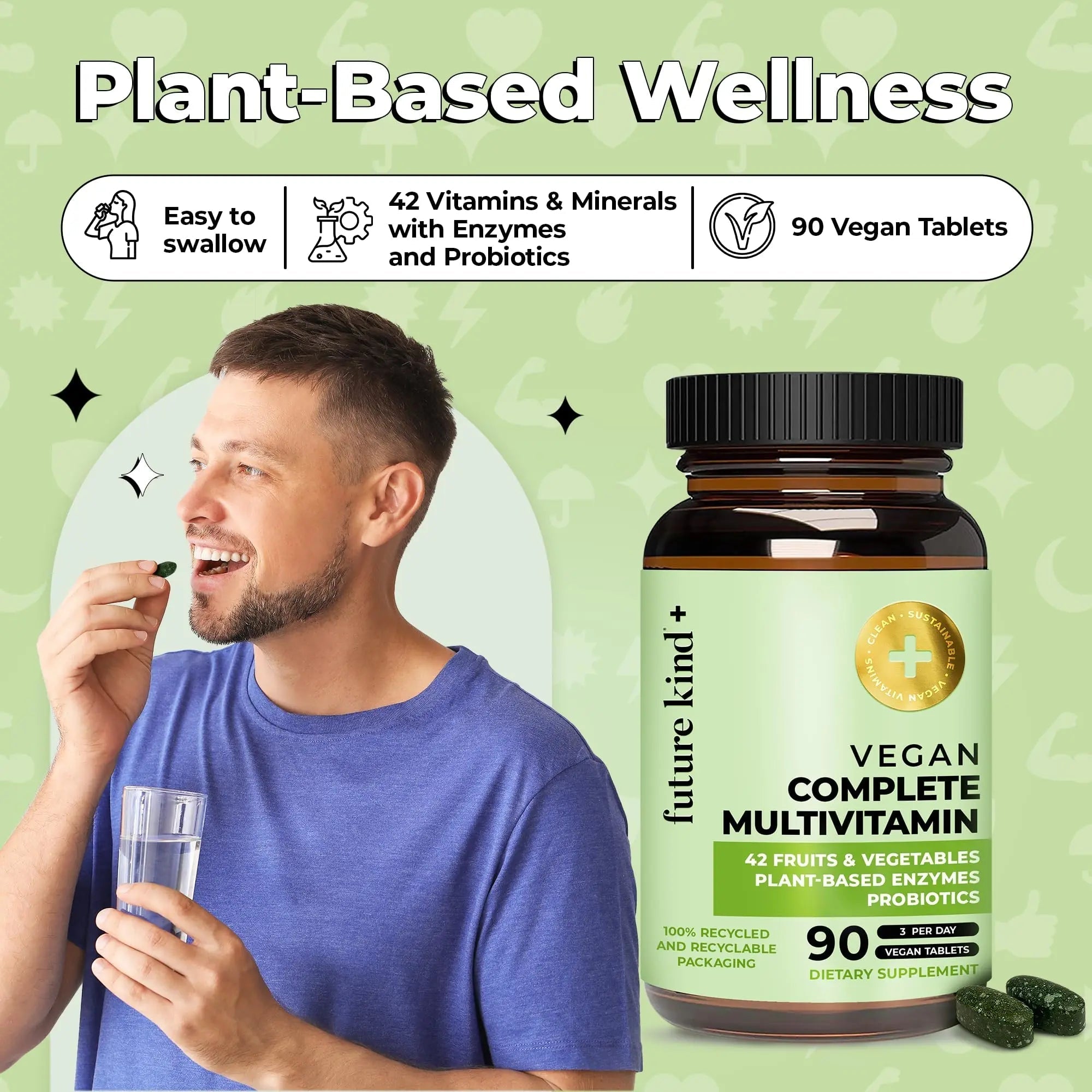 Future Kind Vegan Multivitamins Complete - 42-in-1 Vegan Multivitamins for Women & Men with Enzymes, B12, Zinc, & Probiotics Future KindAu supplements