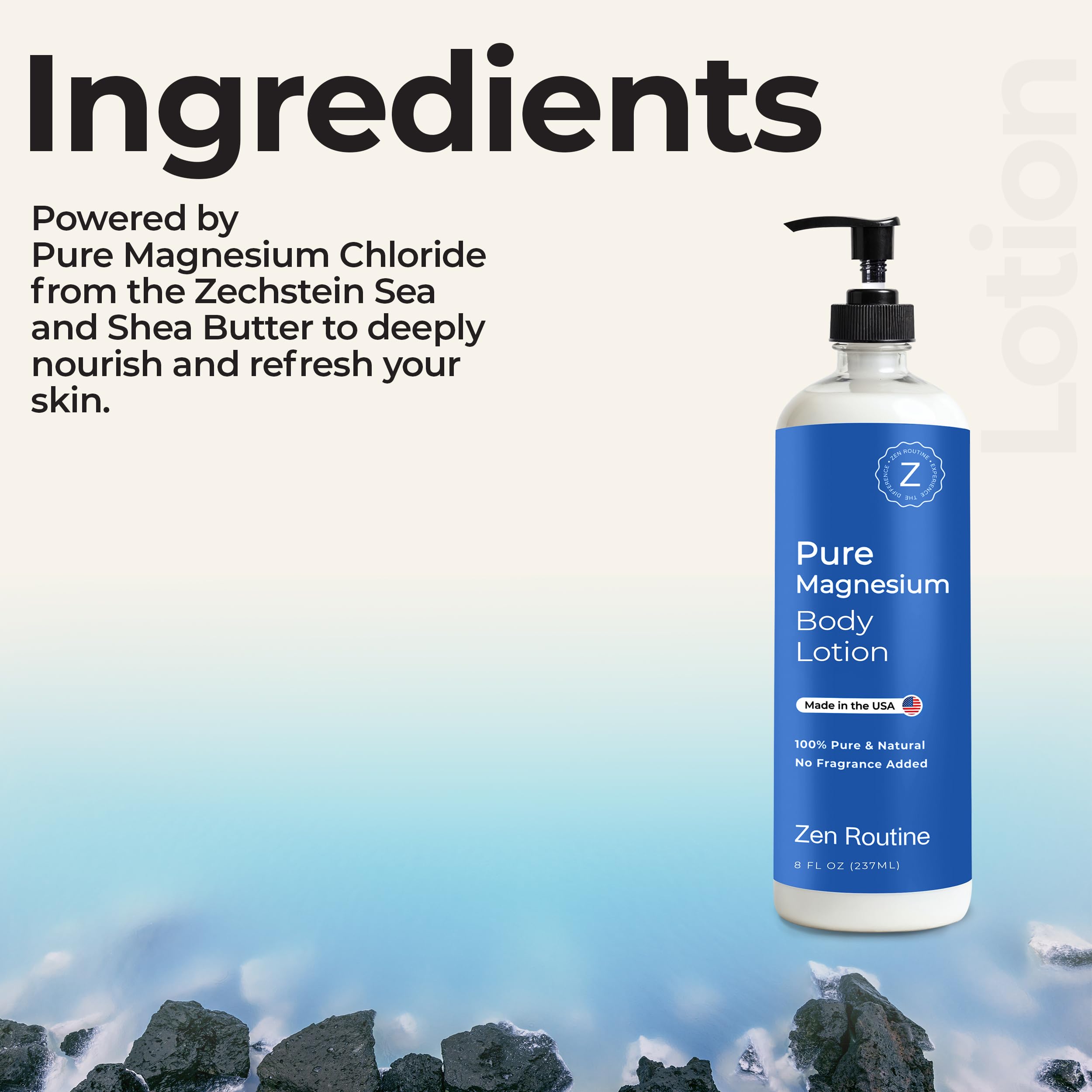 Zen Routine Magnesium Lotion for Sleep, Leg Cramps & Muscle Soreness with Shea Butter | Award-Winning Cream For Sleep – Safe for Kids – Unscented, Non-Greasy, Ultra Soothing – Made in USA Zen RoutineAu supplements