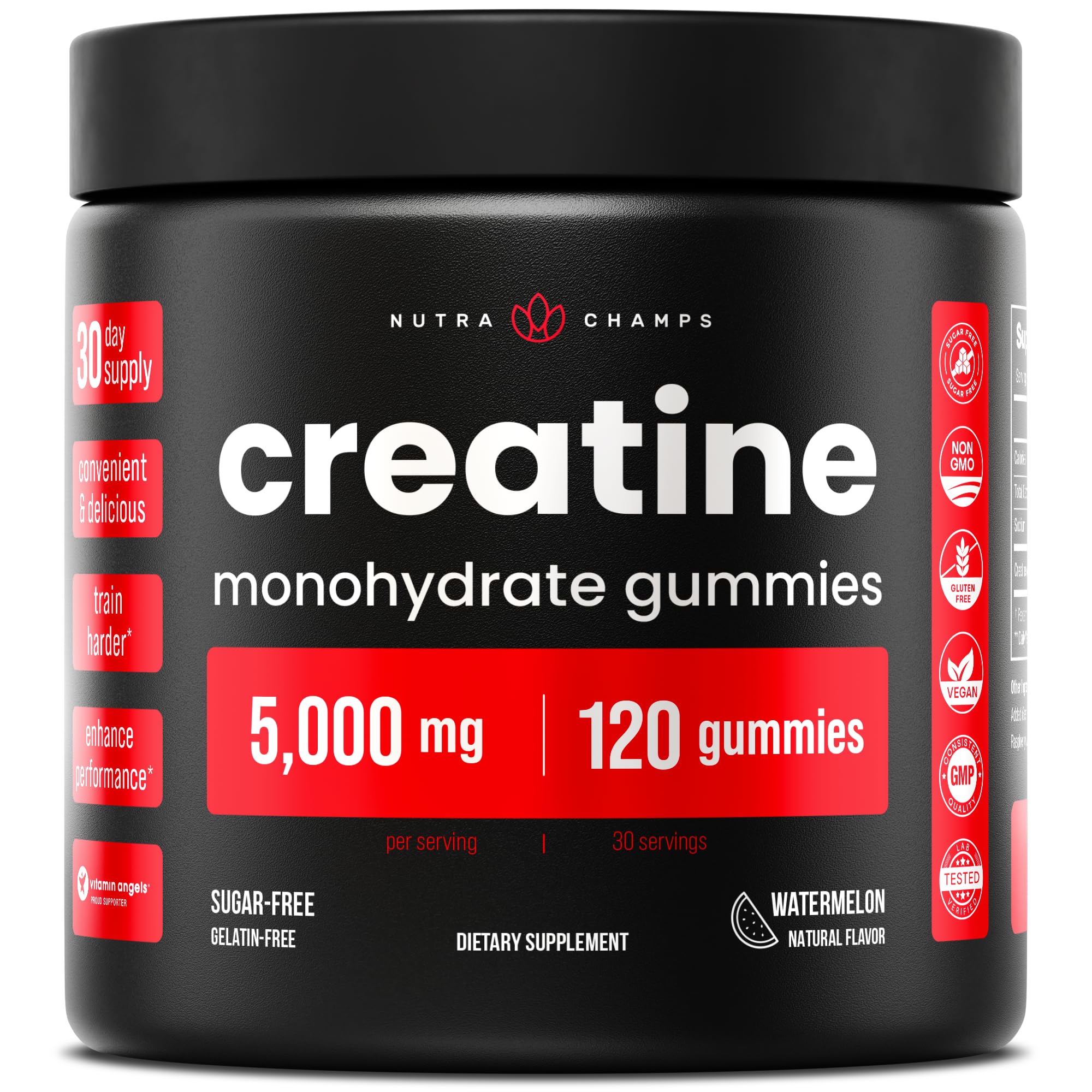 NutraChamps 120 Creatine Gummies for Men & Women - 5g Sugar Free Chewable Creatine Monohydrate Gummies - Supports Protein Synthesis, Muscle Recovery & Workout Performance NutraChampsAu supplements