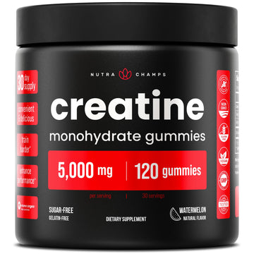 NutraChamps 120 Creatine Gummies for Men & Women - 5g Sugar Free Chewable Creatine Monohydrate Gummies - Supports Protein Synthesis, Muscle Recovery & Workout Performance NutraChampsAu supplements