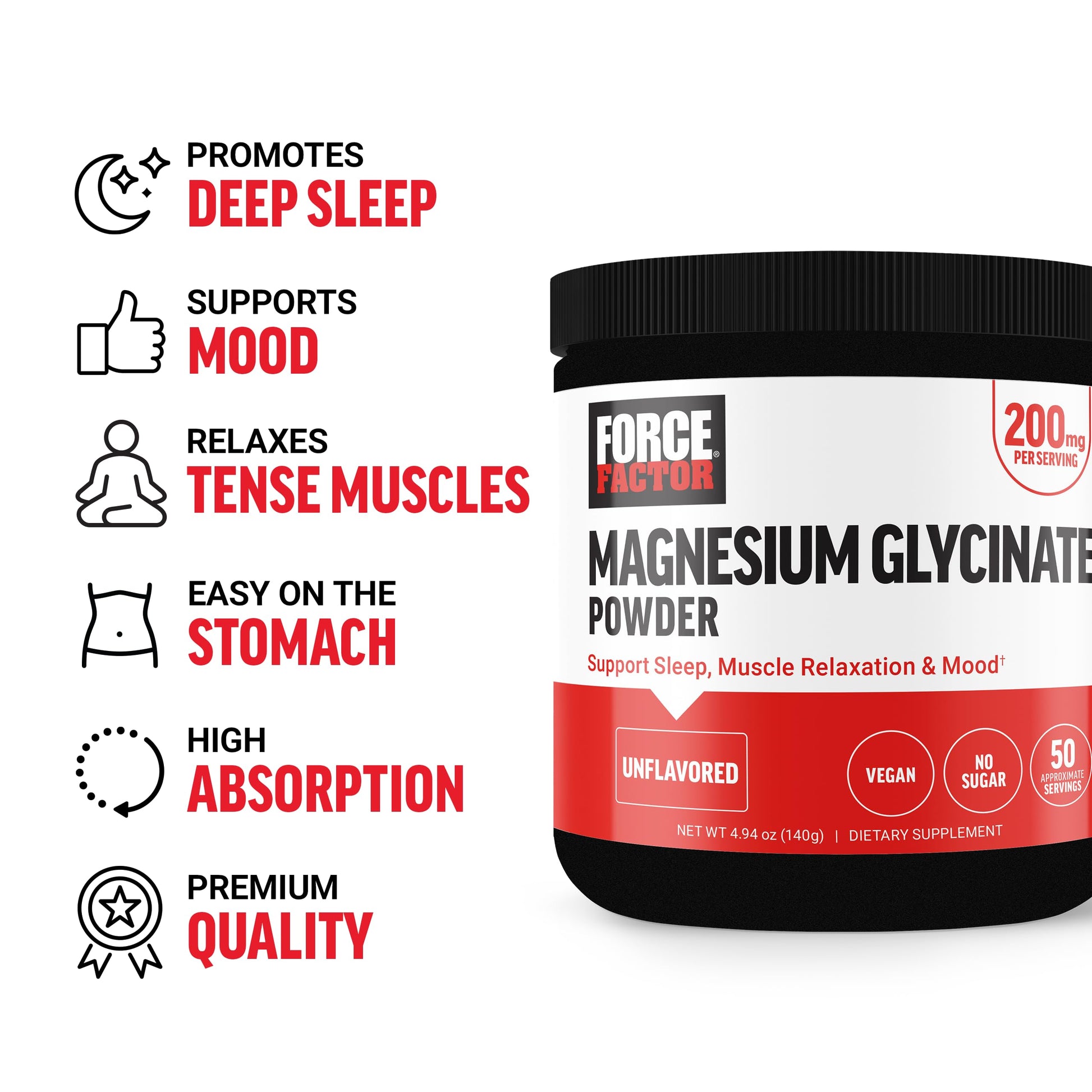 Force Factor Magnesium Glycinate 200mg, Magnesium Supplement for Women and Men to Support Sleep, Muscle Relaxation, and Mood, High Absorption, Vegan, 50 Servings Force FactorAu supplements