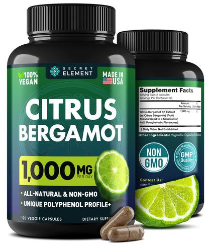 Citrus Bergamot Extract 1000mg - Citrus Bergamot Supplement for Heart, Immune System Secret ElementUS supplements