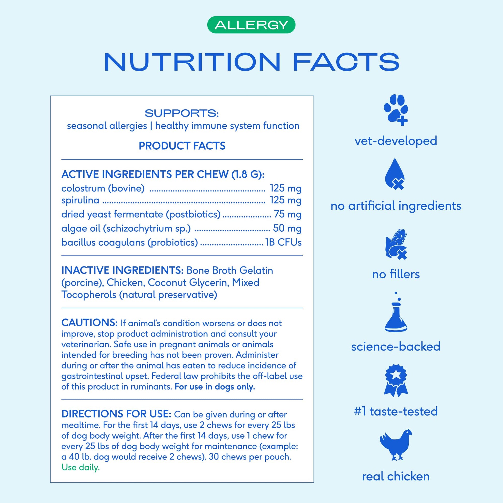 Native Pet Dog Allergy Chews - Dog Allergy Relief for Medium Breeds - Supports Seasonal Itch Relief, Healthy Immune Function & Reduces Sneezing - Colostrum, Spirulina, & Probiotics - 30 Days Supply Native PetAu supplements