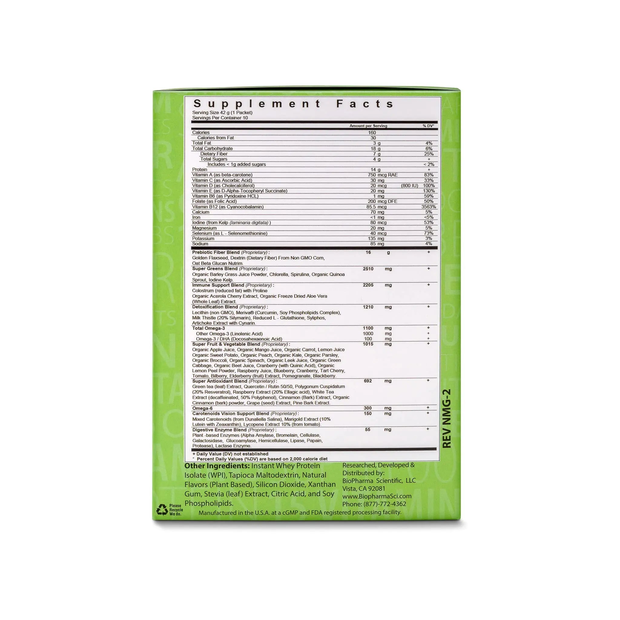NanoMeal Plant-Based All-in-One Nutrition | Superfood Meal Replacement Powder | Tropical Fruit Blend | 10 Servings | Protein, Greens & Omega for Gut & Immune Support Biopharma Scientificnz supplements