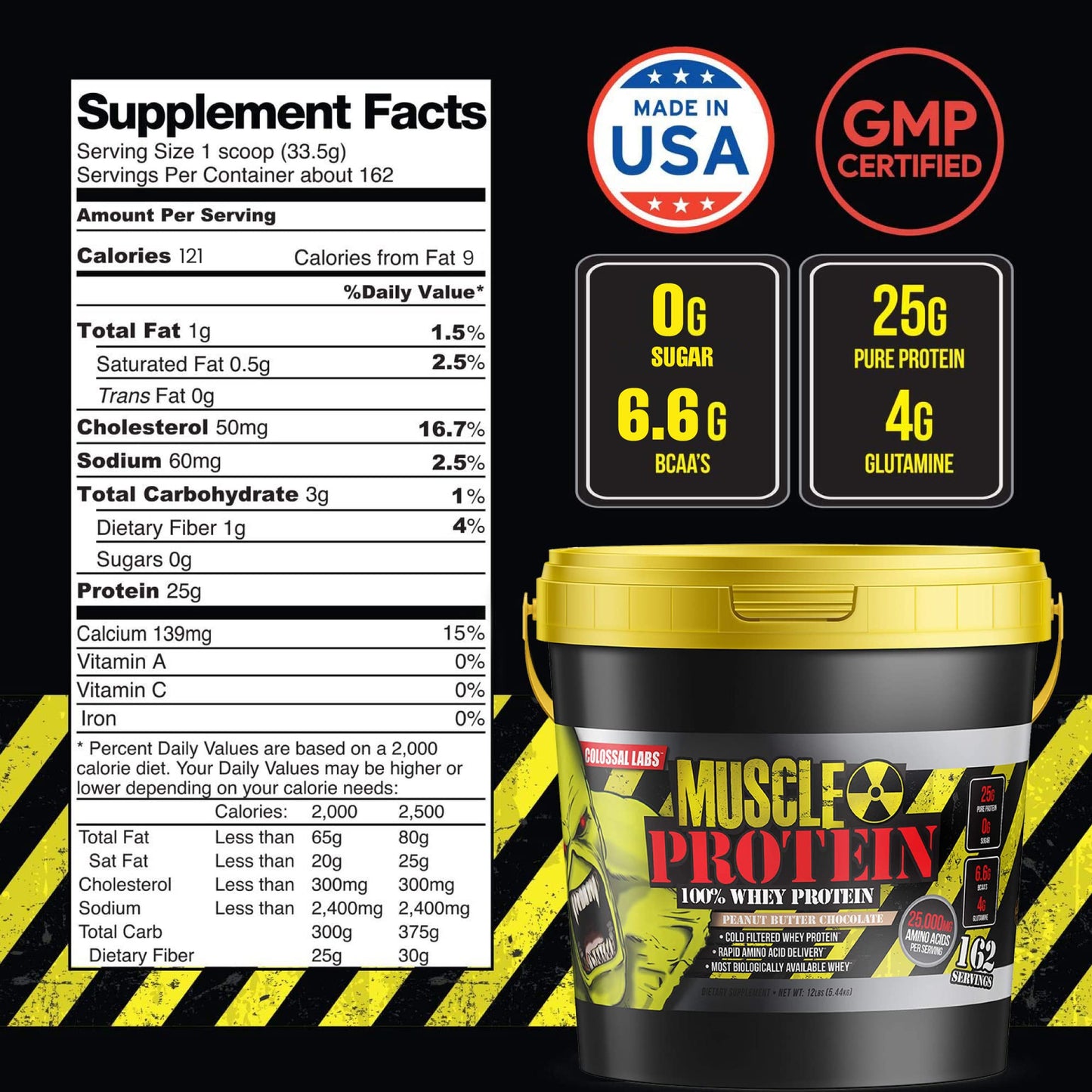 COLOSSAL LABS Muscle Growth Whey Protein [12 lbs/Pack of 1]–Peanut Butter Chocolate COLOSSAL LABSUS supplements
