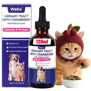 4oz Wellix Natural Cat & Dog UTI Treatment Drops,Cat & Dog Urinary Tract Infection Treatment - Cranberry & D-Mannose for Dogs & Cats - Kidney Health Supplement WellixAu supplements