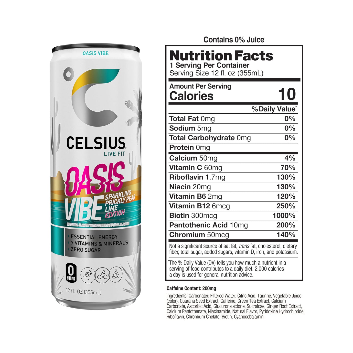 CELSIUS Sparkling Oasis Vibe, Functional Essential Energy Drink, 12 Fl Oz (Pack of 12) CELSIUSUS supplements