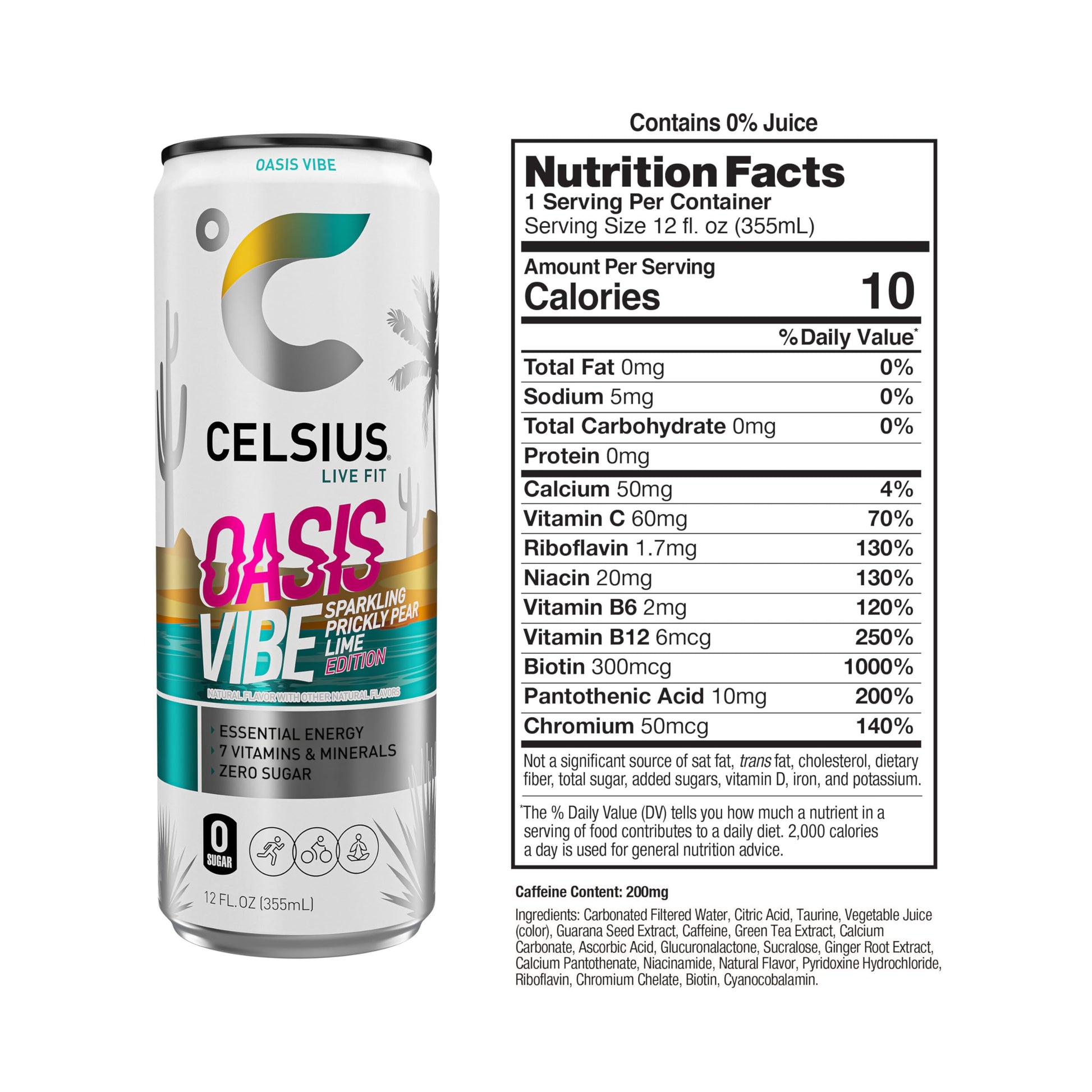 CELSIUS Sparkling Oasis Vibe, Functional Essential Energy Drink, 12 Fl Oz (Pack of 12) CELSIUSUS supplements