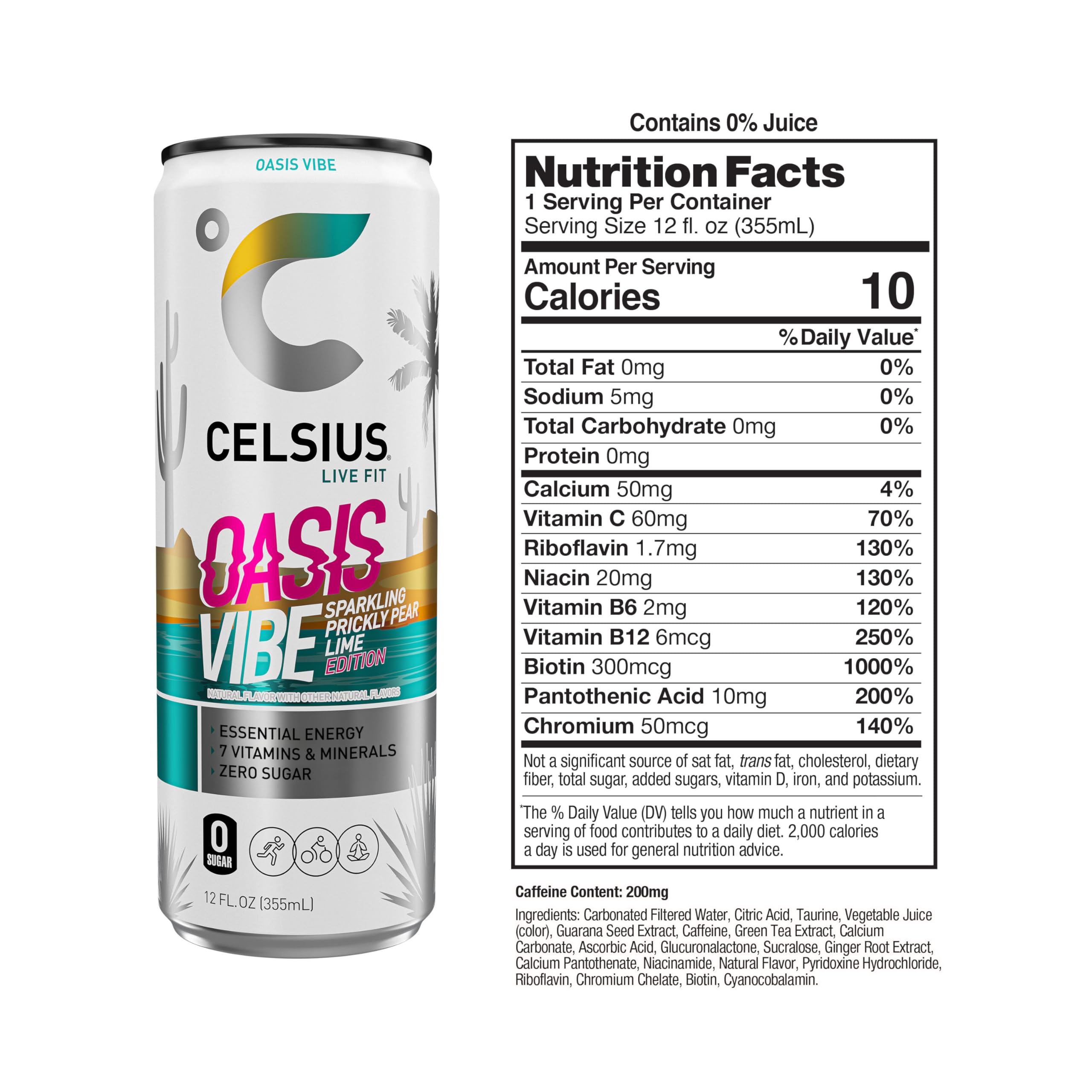 CELSIUS Sparkling Oasis Vibe, Functional Essential Energy Drink, 12 Fl Oz (Pack of 12) CELSIUSUS supplements