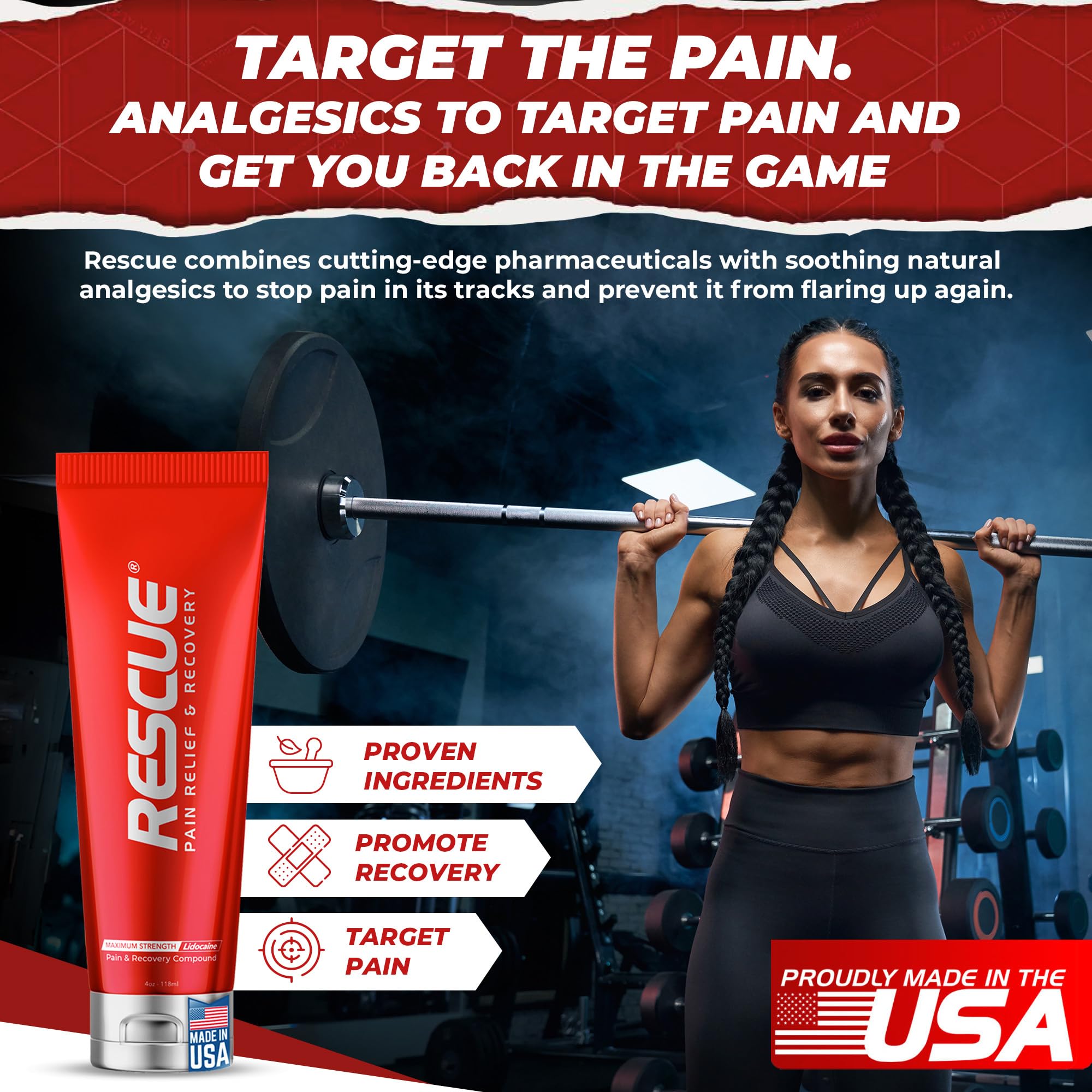 RESCUE PAIN RELIEF & RECOVERY Cream - All-in-One Solution for Back, Neck, Knee, Hand, Foot, and Shoulder Pain - Combines Power of Key Ingredients from Leading Pain Relief CreamProducts - 4 Ounces RESCUE PAIN RELIEF & RECOVERYAu supplements