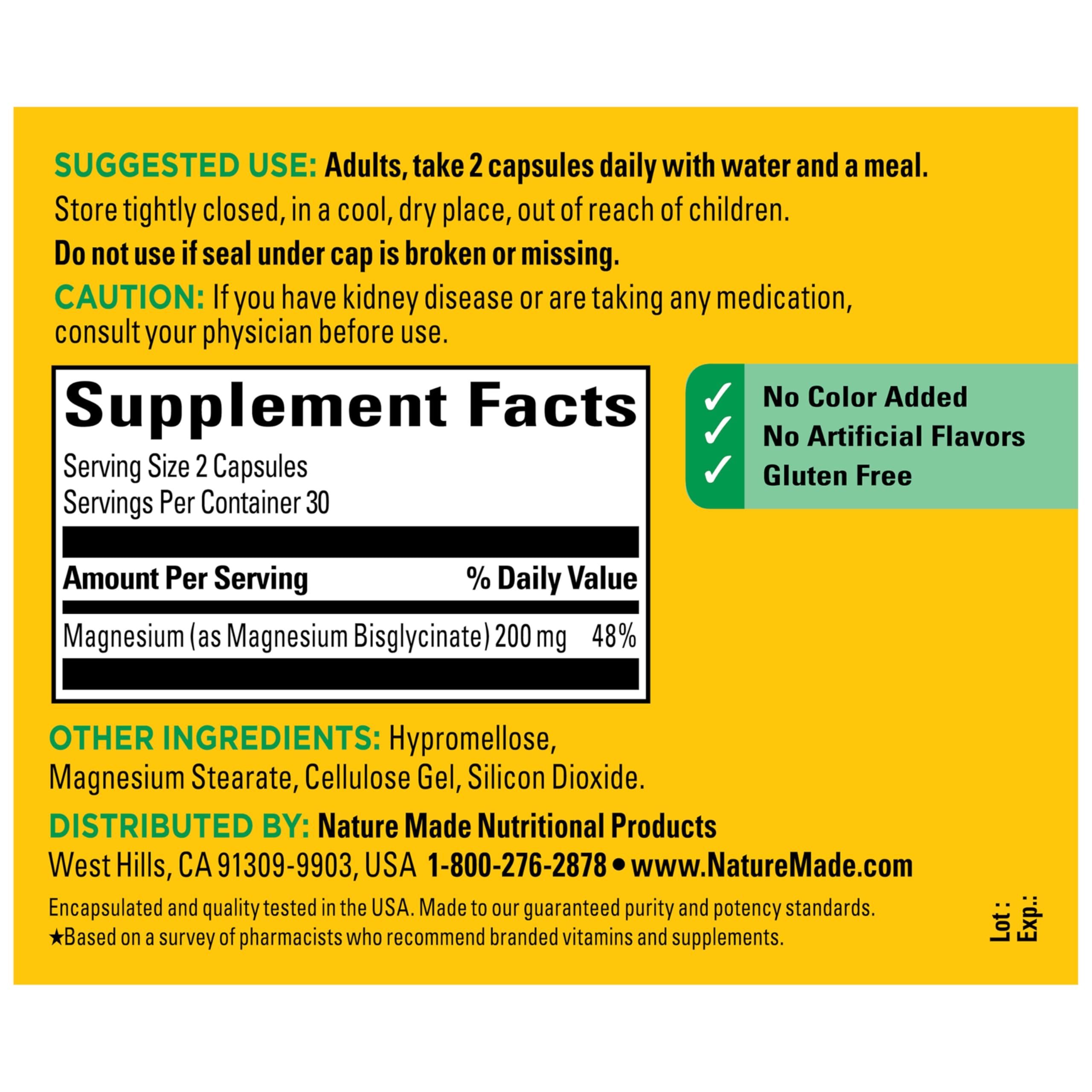 Nature Made Magnesium Glycinate 200 mg per Serving, Magnesium Supplement for Muscle, Heart, Nerve and Bone Support, 60 Magnesium Bisglycinate Capsules, 30 Day Supply Nature MadeAu supplements