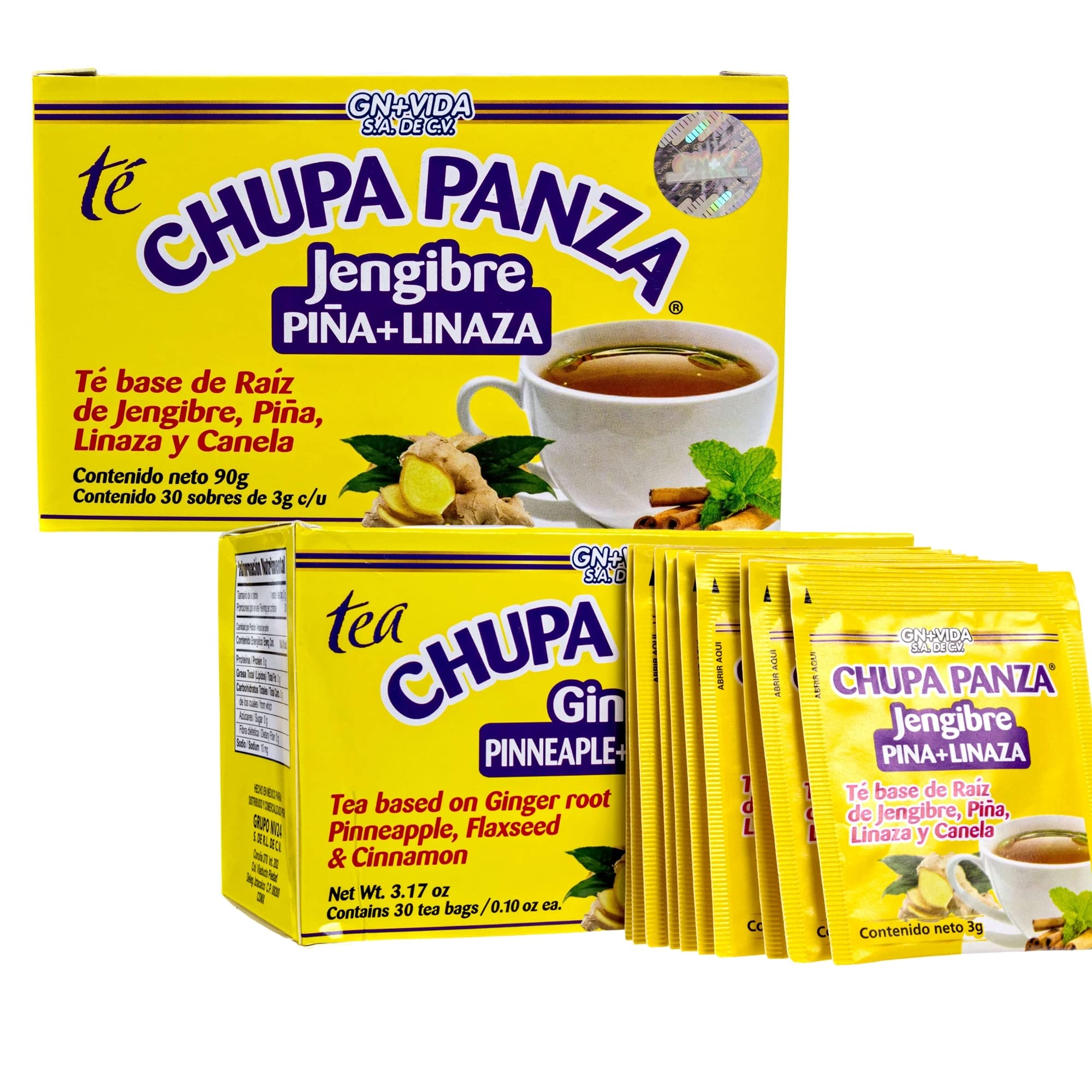Tea CHUPA Panza, Tea Based ONGINGER Root, PINNEAPPLE, Flaxseed & Cinnamon GN+VidaUS supplements