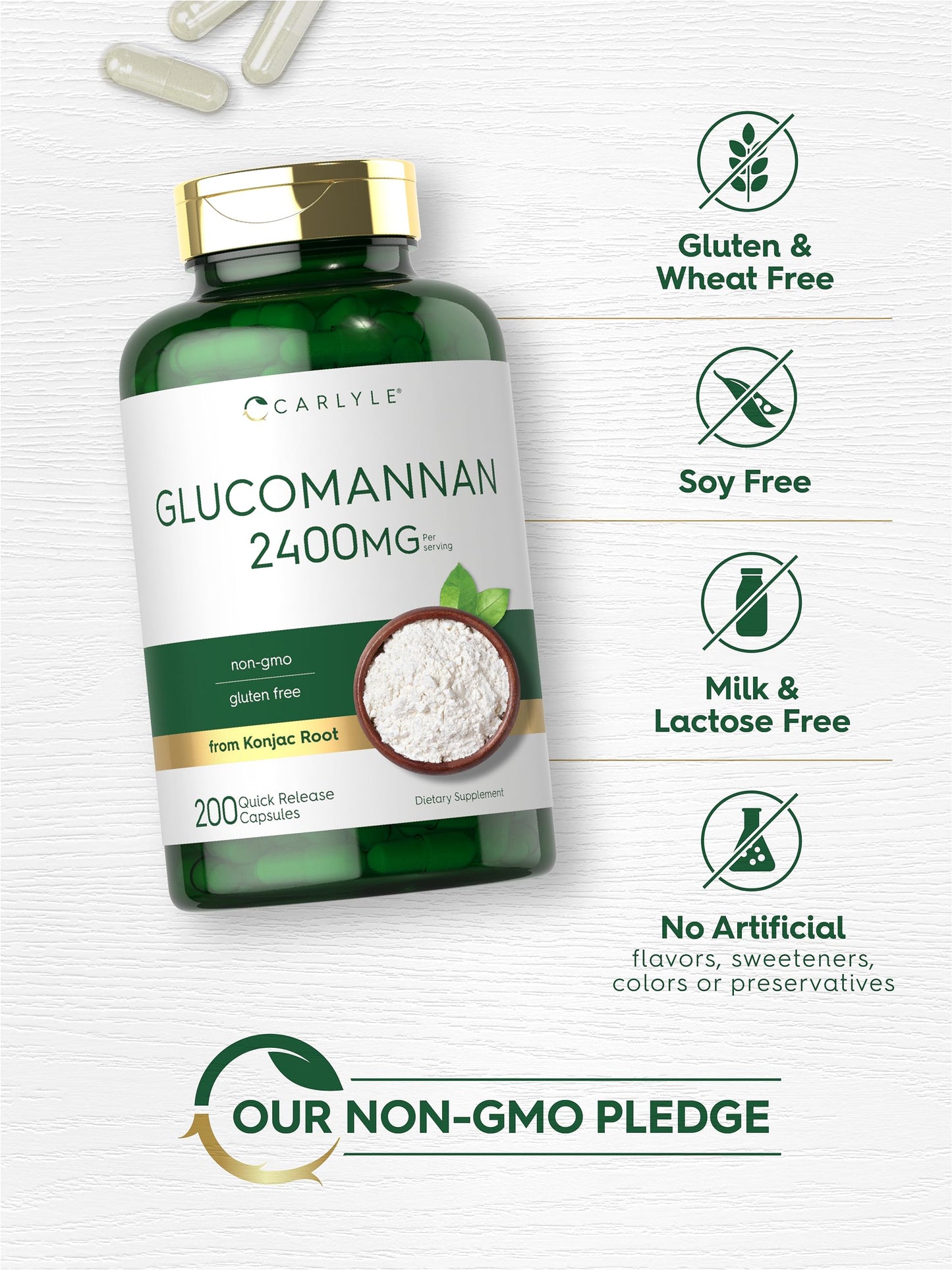 Carlyle Glucomannan Capsules | 200 Count | Soluble Fiber Pills | Non-GMO CarlyleUS supplements