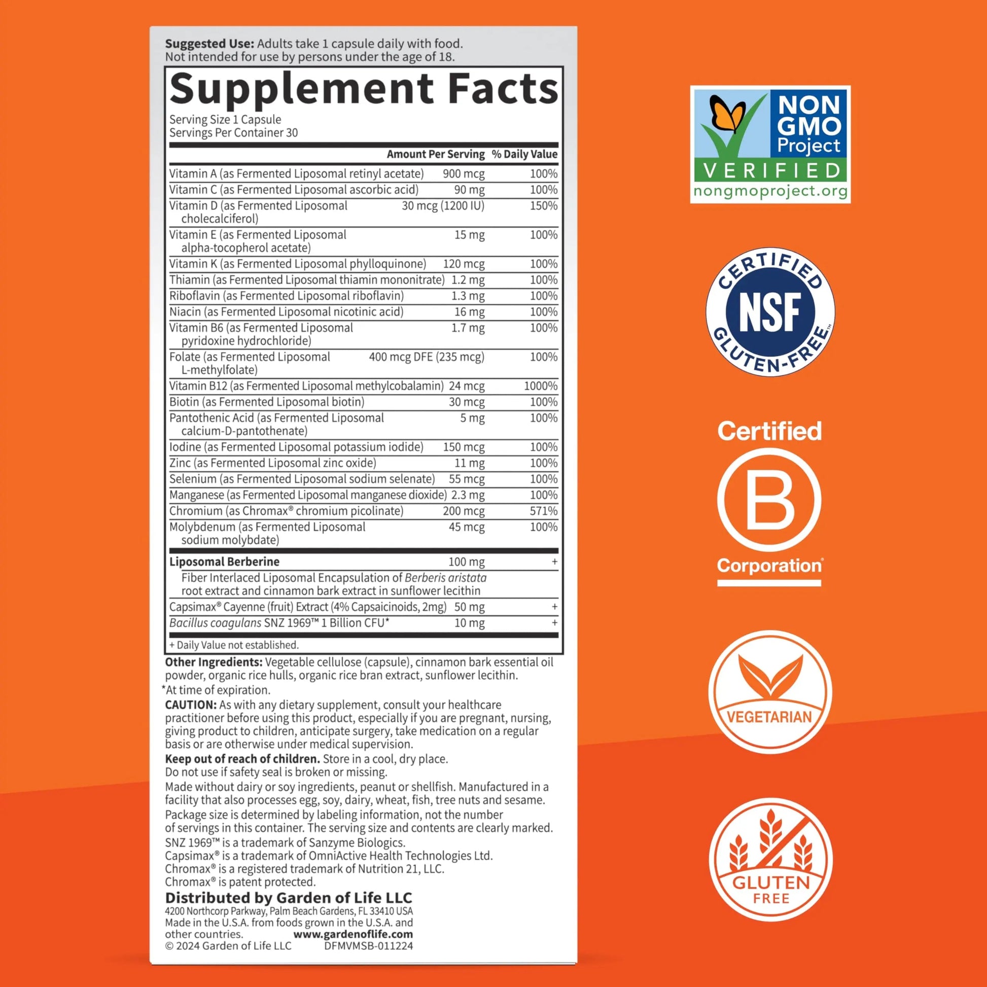 Garden of Life Dr. Formulated Multi+ Metabolism Support - Fermented Liposomal Multivitamin + Chromax, Capsimax, Berberine & Probiotics - 30 Capsules Garden of LifeAu supplements