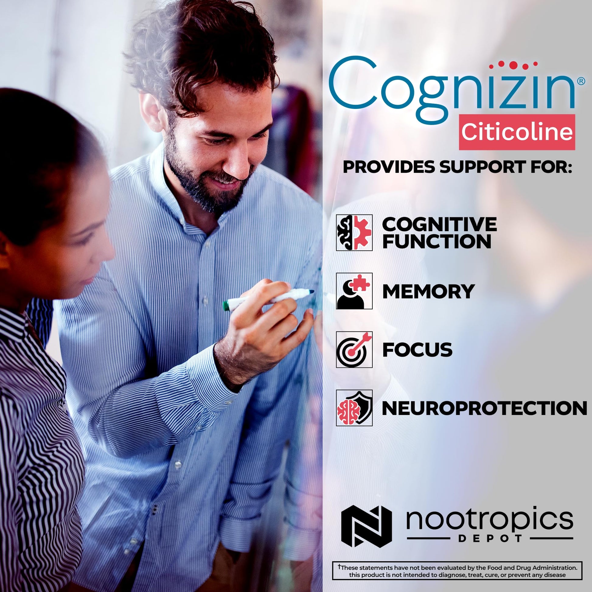 Nootropics Depot Cognizin Citicoline Capsules | 60 Count | Choline Supplement | Brain Health Supplement | Regulates Memory and Cognitive Function | Supports Attention, Focus and Recall Nootropics DepotAu supplements