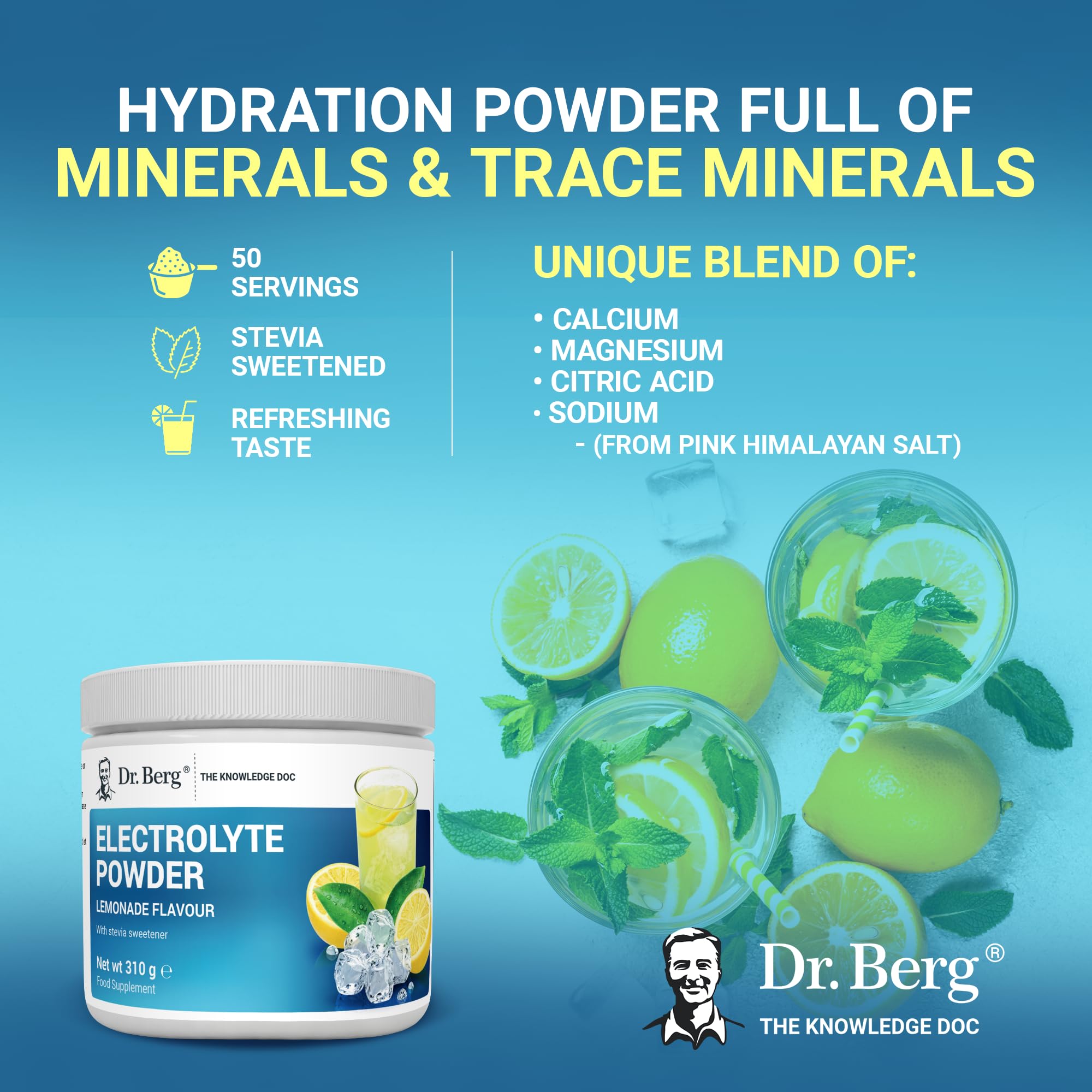 Dr. Berg Electrolyte Powder - Electrolyte Drink Supplements with 1000mg Potassium Dr. Berg NutritionalsUS supplements