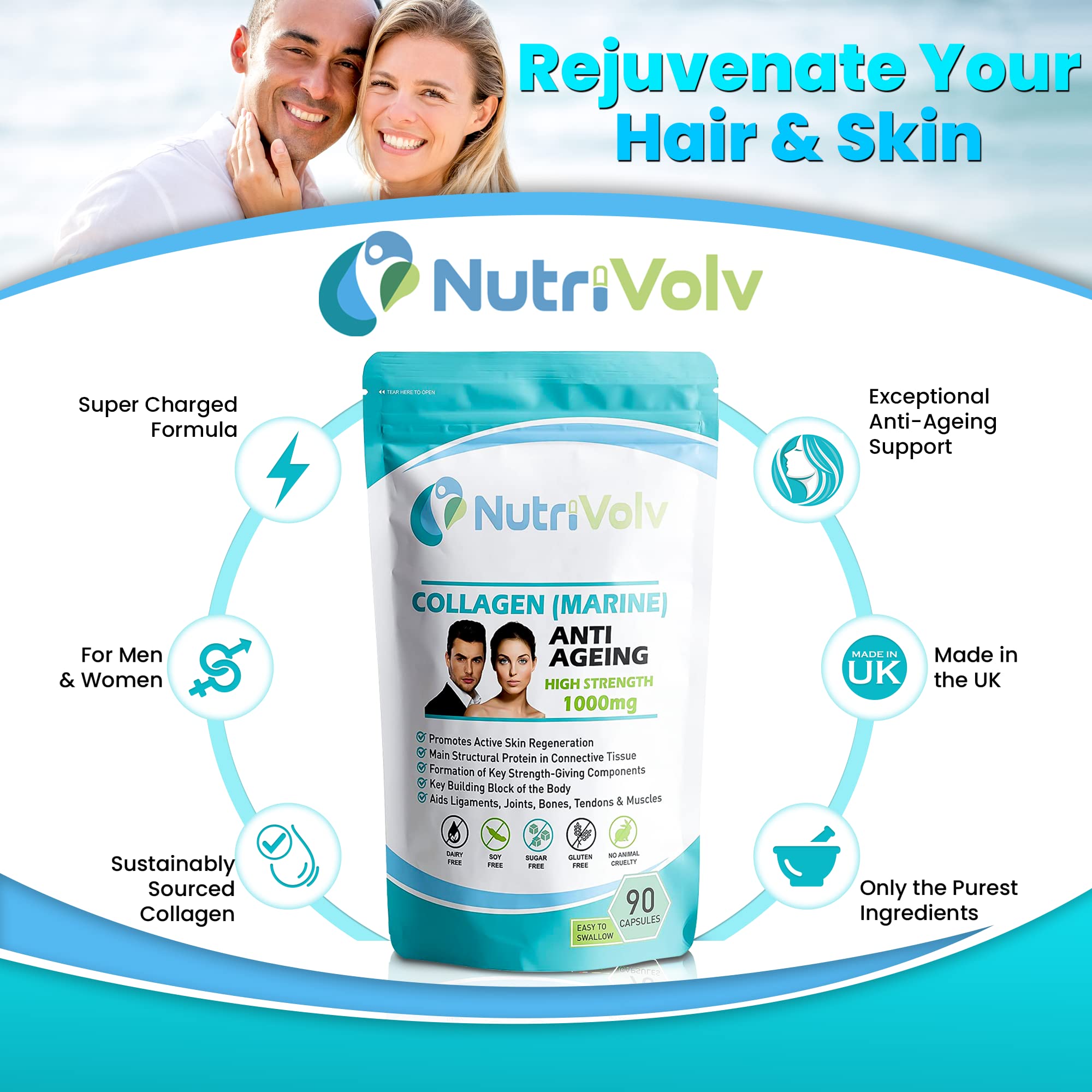 Nutrivolv Collagen Marine (1000mg) Supplement for Skin , Anti Ageing NutrivolvAu supplements