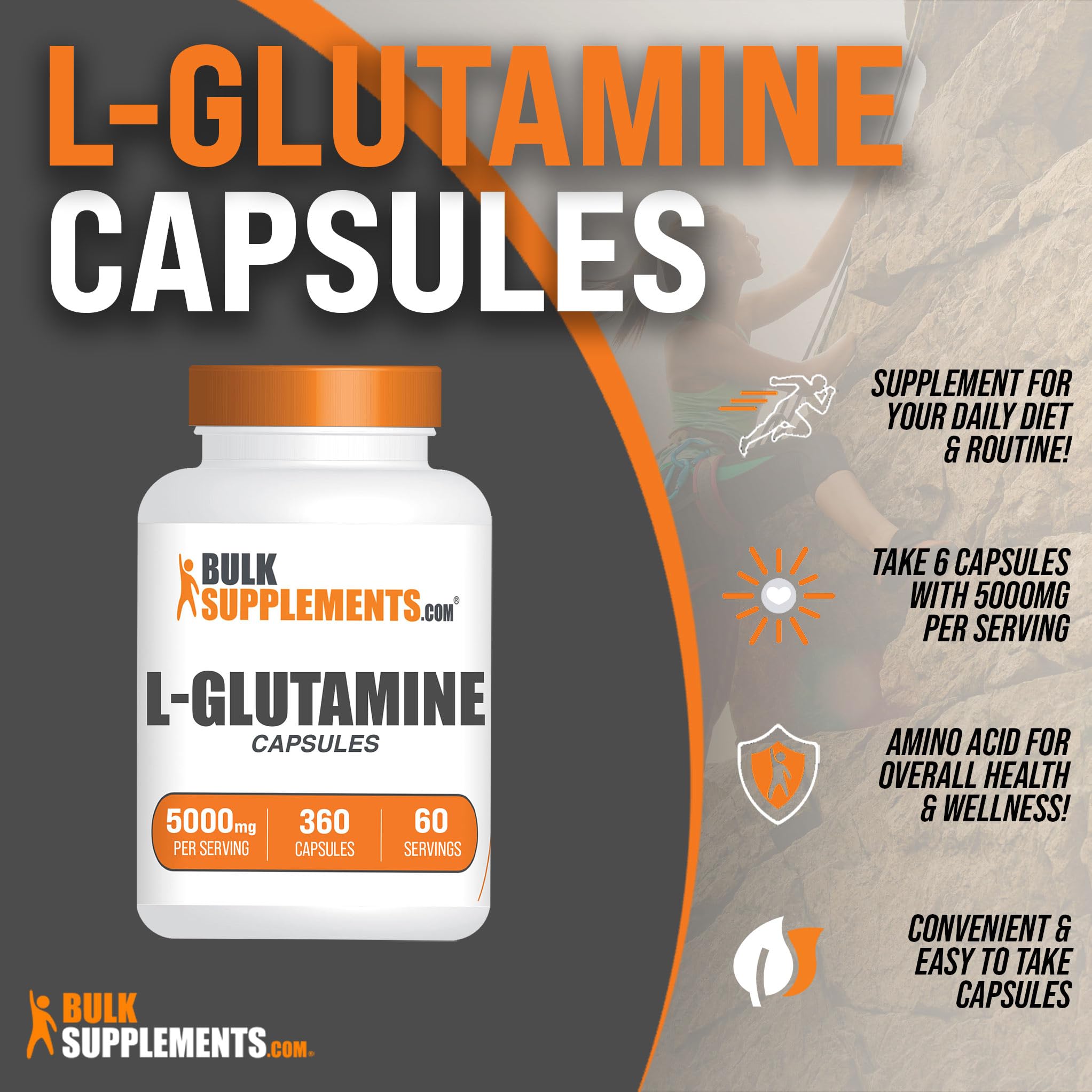 BULKSUPPLEMENTS.COM L-Glutamine Capsules - Glutamine Supplement, L Glutamine BULKSUPPLEMENTS.COMUS supplements