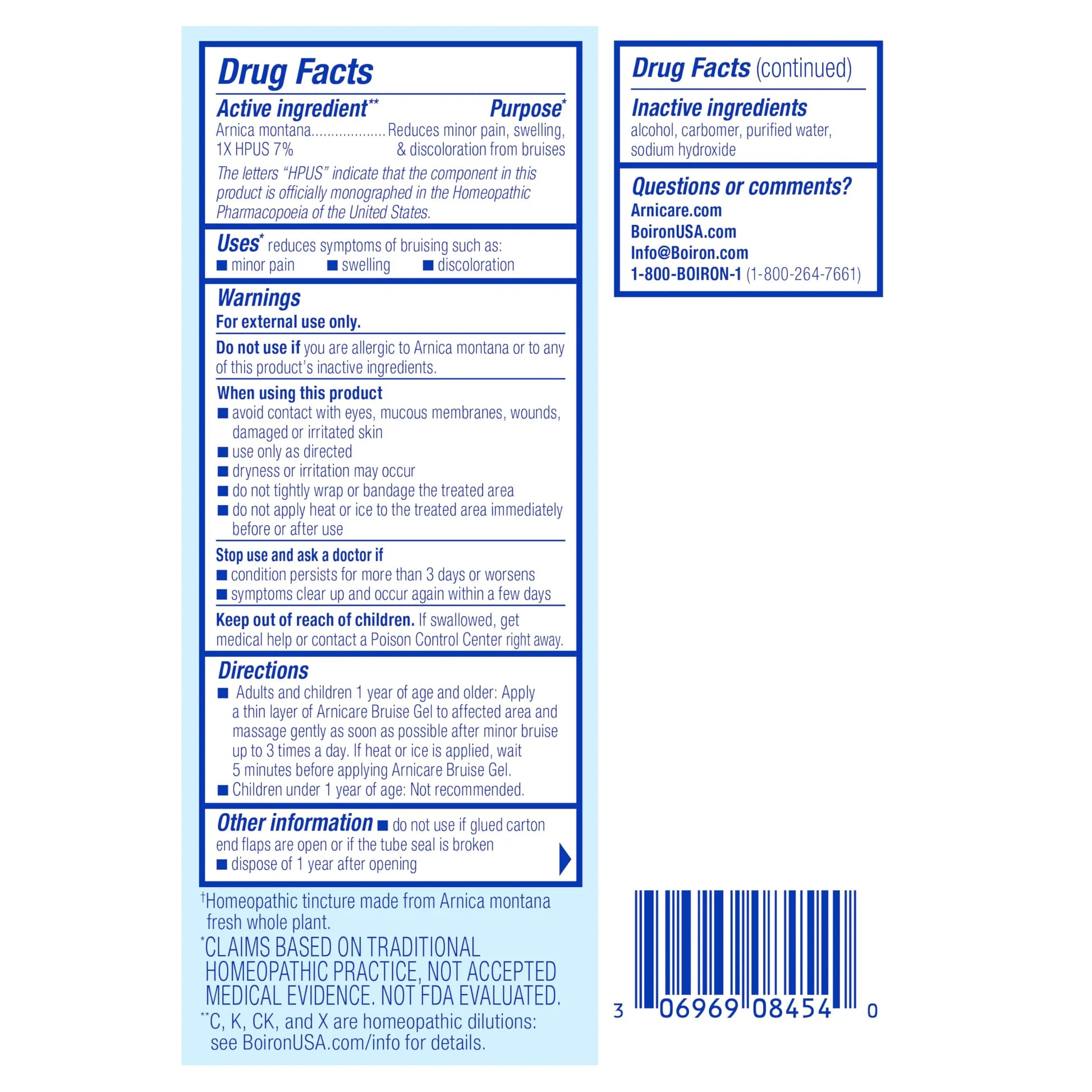 Boiron Arnicare Bruise Gel for Relief of Pain, Inflammation or Swelling, Soreness, and Discoloration - Non-greasy and Fragrance-Free - 1.5 oz BoironAu supplements