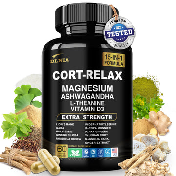 DLNIA Super Calm Cortisol Supplement with Magnesium Glycinate, Ashwagandha KSM-66, L-Theanine, Phosphatidylserine, Ginkgo Biloba & Lions Mane for Calm, Focus, Mental Clarity, Relaxation, Sleep, Energy DLNIAAu supplements