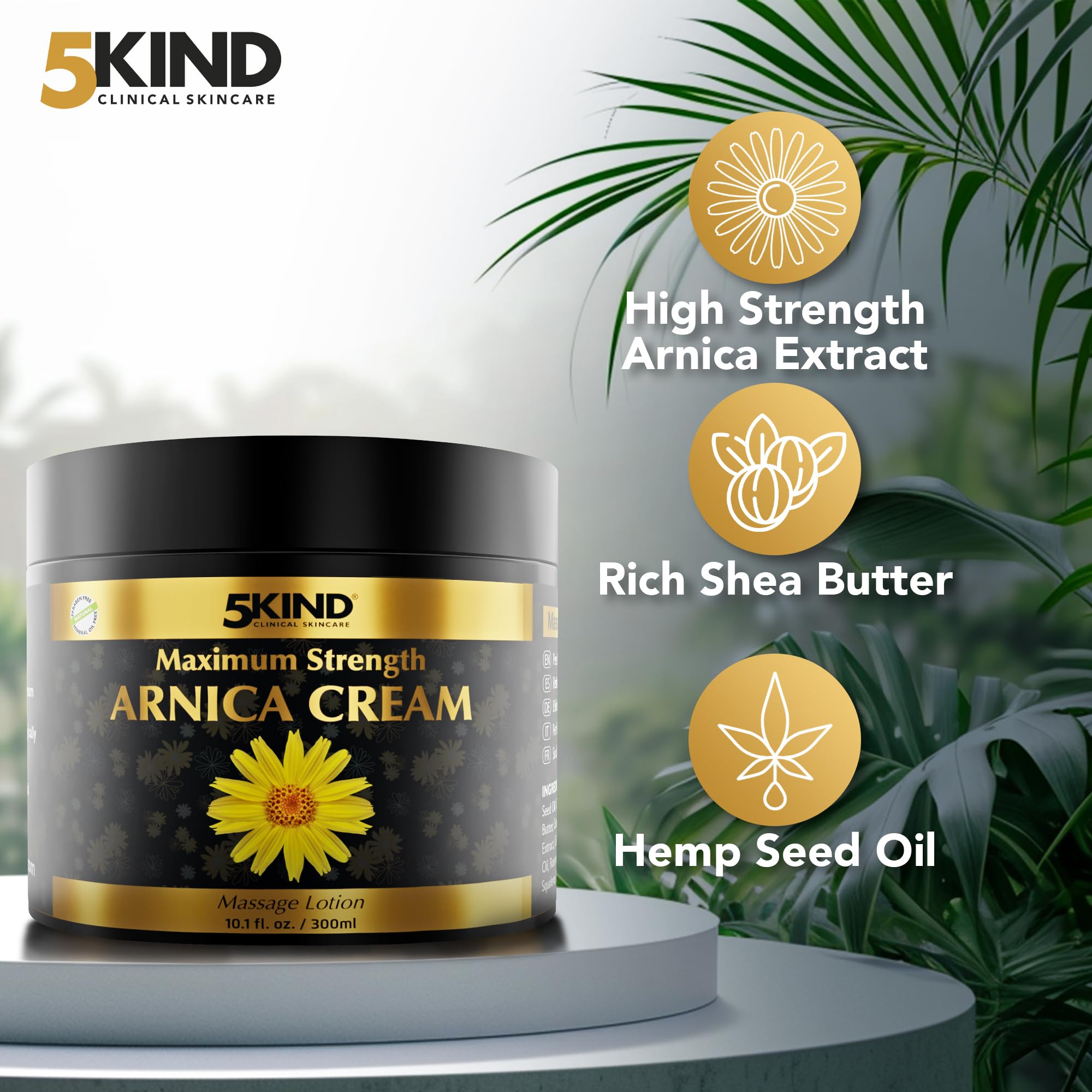5kind Extra Strong Arnica Cream for Bruising and Swelling 10.1 Fl Oz - Arnica Bruise Cream Extra Strength Fast Healing Thin Skin - High Concentration Arnica Montana Extract for Bruises-Natural Formula 5kind clinical skincareAu supplements