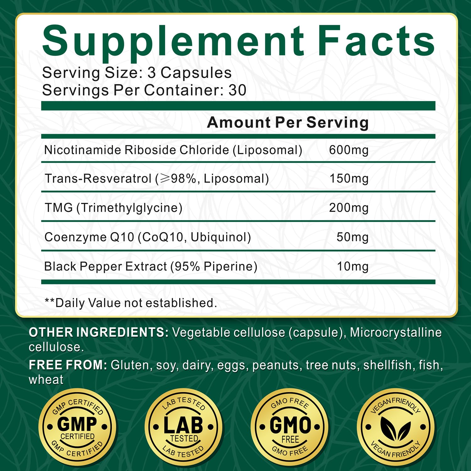 NBOOCUP NAD Supplement - 1010mg Nicotinamide Riboside Chloride Complex, Liposomal NR Supplements, Resveratrol NAD+ for Anti Aging, Cellular Energy, Skin, Focus - 90 Capsules NBOOCUPAu supplements