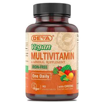 DEVA Vegan Iron-Free Multivitamin & Mineral Supplement, Green Food Blend, Spirulina, Chlorella, Ashwagandha, Broccoli, 90 Coated Tablets DEVAAu supplements