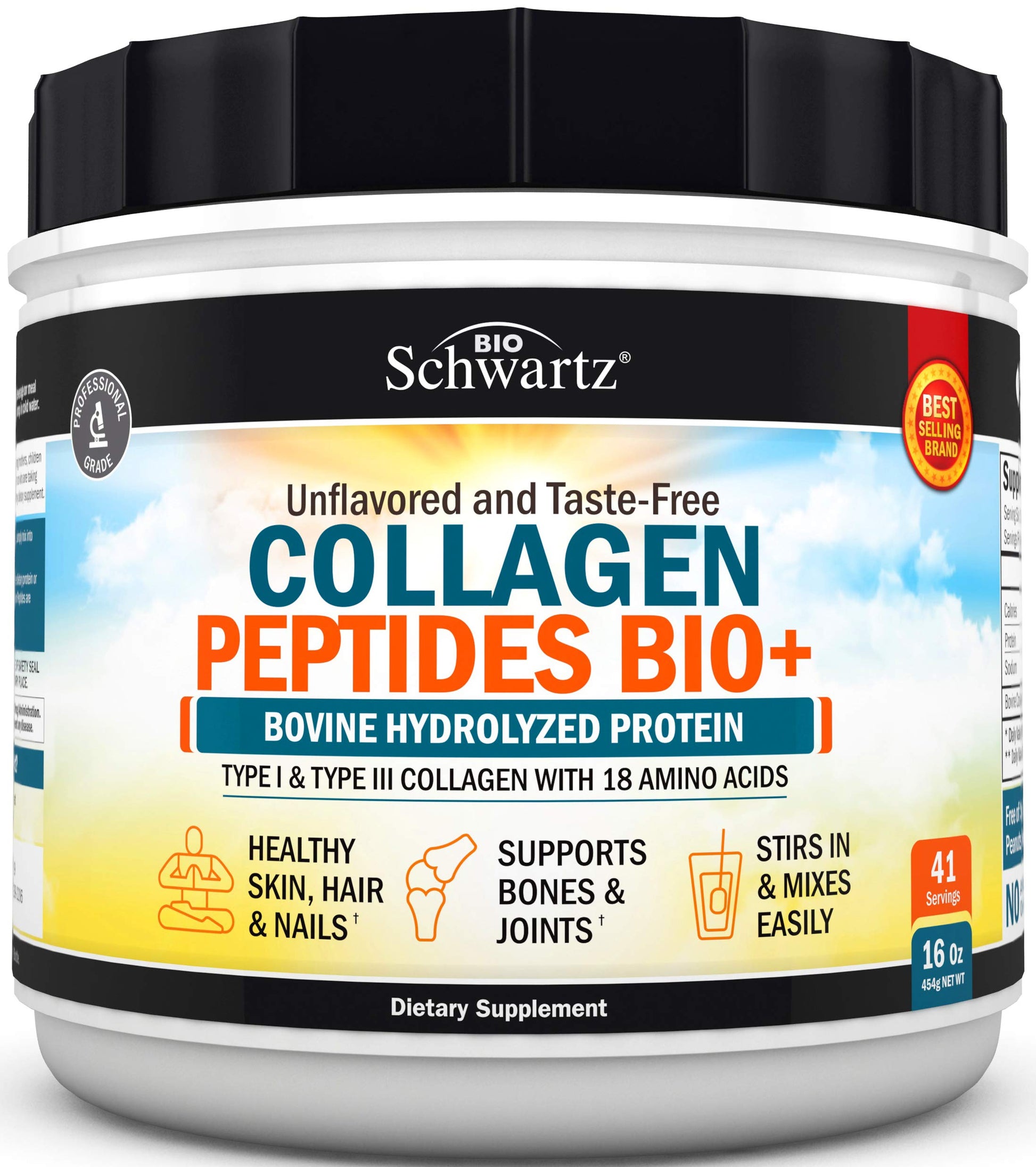 Collagen Peptides Powder - Grass Fed, Pasture Raised with Aminos - Promotes Healthy BioSchwartzUS supplements