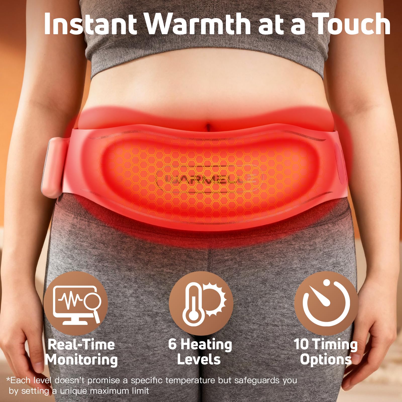 Heating Pad for Period Cramps, Portable Heating Pad for Back - Instant Soothing Menstrual Cramp Relief, Cordless Heating Pads Rechargeable with 5000mAh Battery, 6 Heat Settings, 10-99 Mins Timer WARMELLEAu supplements