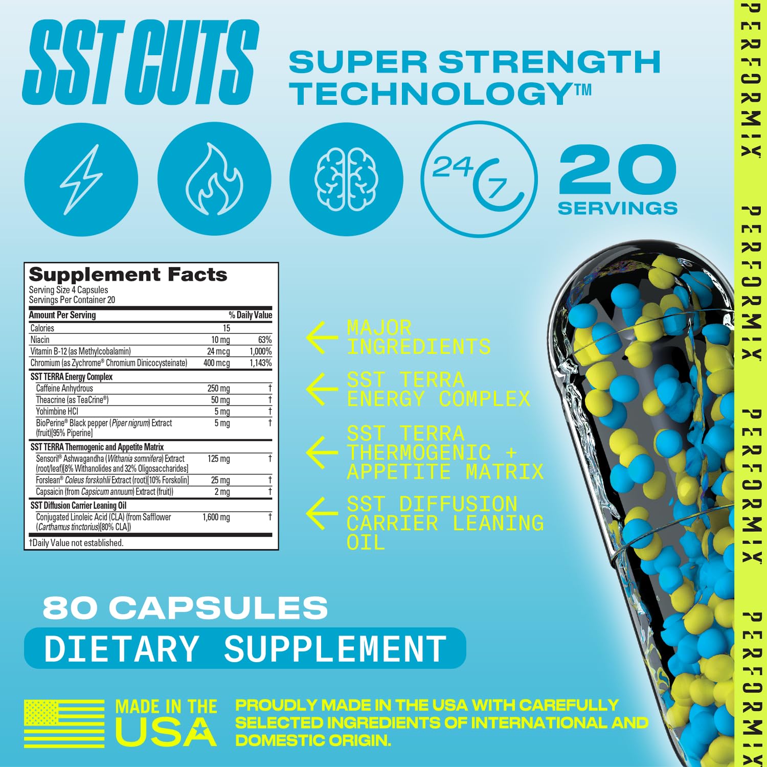 PERFORMIX - SST Cuts - Thermogenic with CLA - Energy, Focus & Mood PERFORMIXUS supplements