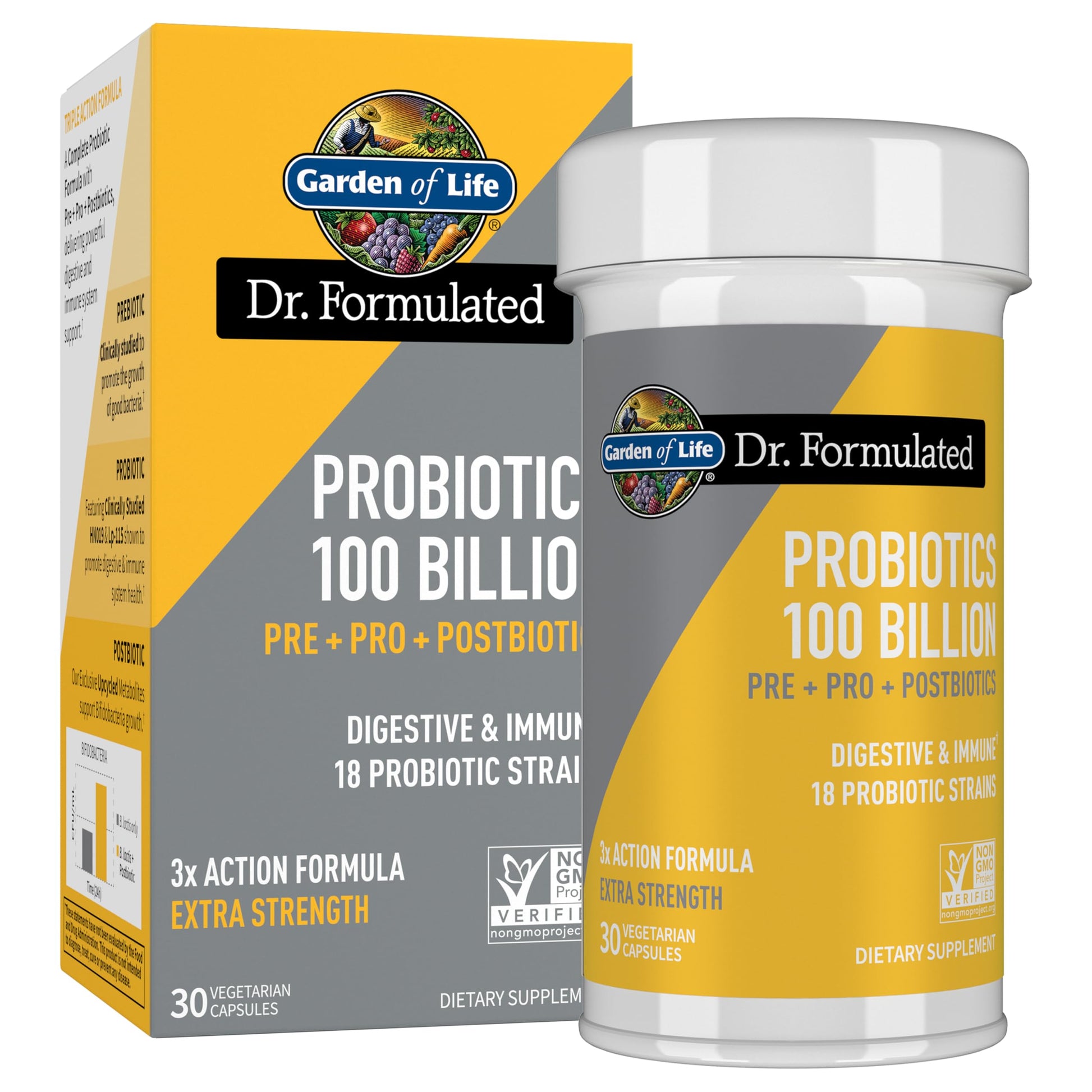 Garden of Life Dr. Formulated Pre, Post & Probiotics 100 Billion CFU Once Daily 3-in-1 Complete Probiotics, Prebiotics & Postbiotics Supplement for Women and Men – Extra Strength, 30 Day Supply Garden of LifeAu supplements