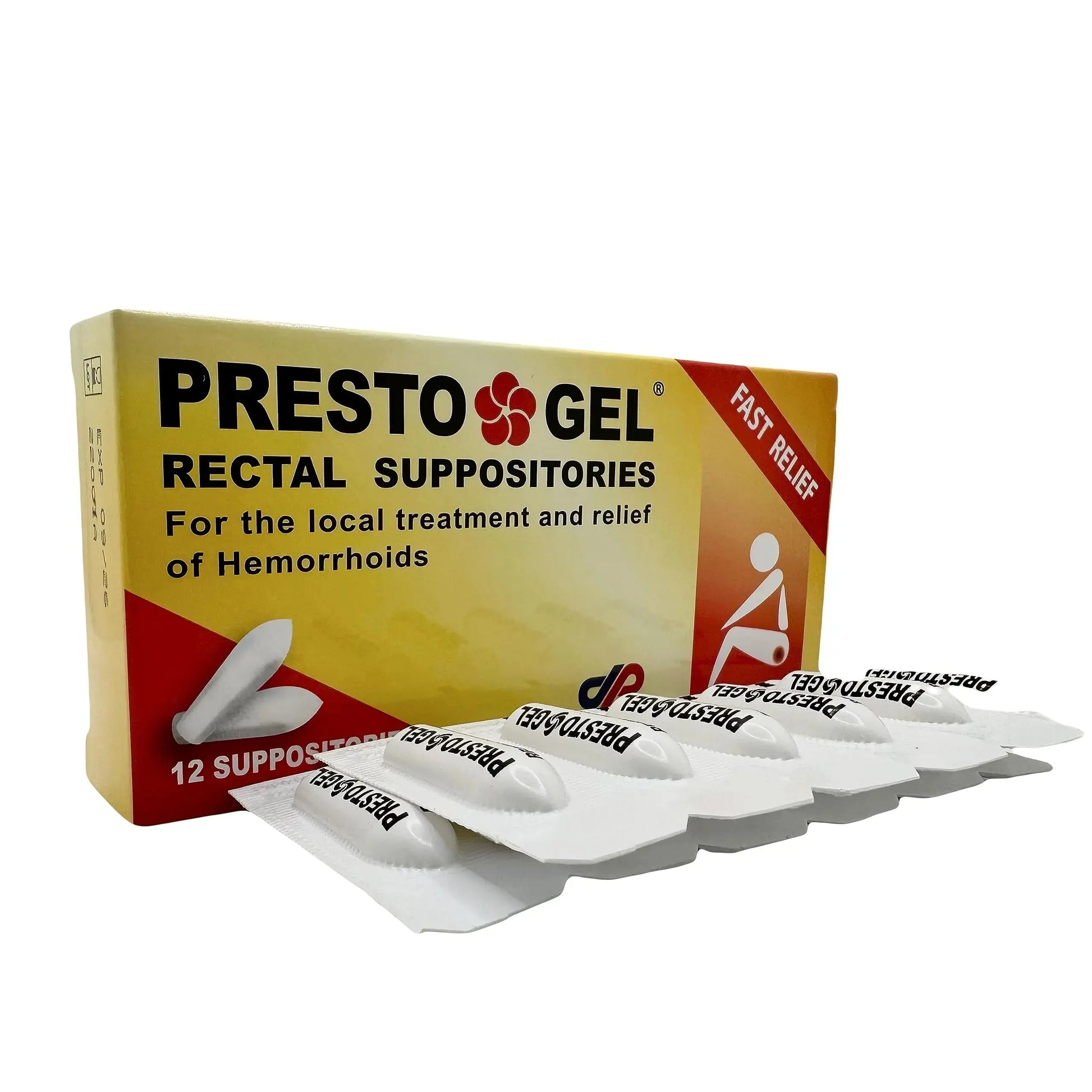 Presto Gel - Natural Hemorrhoid Rectal Suppositories - Rapid Hemorrhoid Treatment and Relief from Itching, Swelling, Burning and Discomfort - Pack of 12 DAN PharmAu supplements