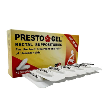 Presto Gel - Natural Hemorrhoid Rectal Suppositories - Rapid Hemorrhoid Treatment and Relief from Itching, Swelling, Burning and Discomfort - Pack of 12 DAN PharmAu supplements