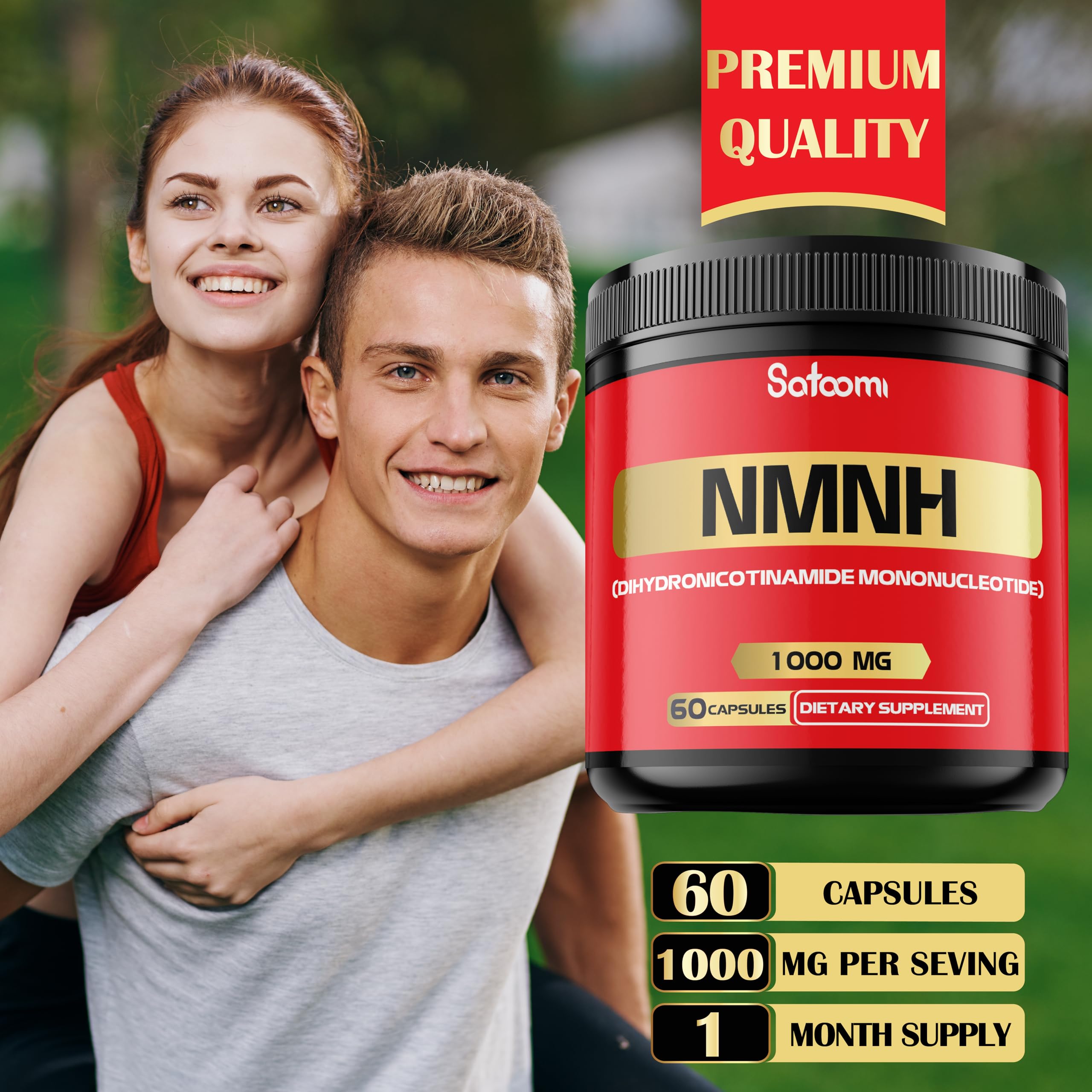 NMNH (Dihydronicotinamide Mononucleotide) -NMN Supplement Alternative - 1000mg per Serving NAD Supplement to Support NAD - 60 Capsules - 30 Days Supply SatoomiAu supplements