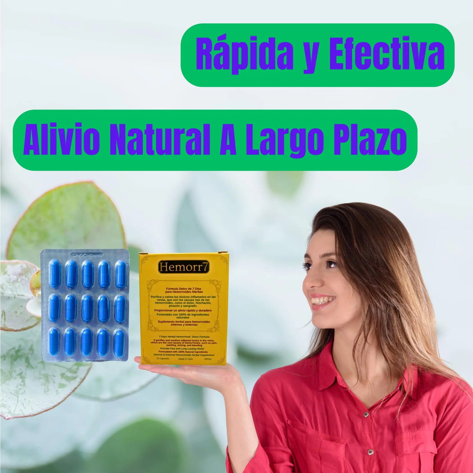 Hemorr7: 7Days 15 Capsules Herbal Hemorrhoid Detox Formula,Fórmula Herbal para desintoxicar las hemorroides Durante 7 días GenericAu supplements