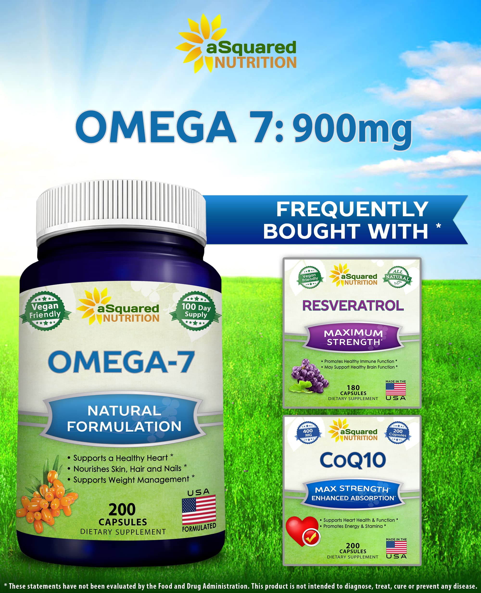 aSquared Nutrition Purified Omega 7 Fatty Acids-200 Capsules from Natural Sea Buckthorn aSquared NutritionAu supplements