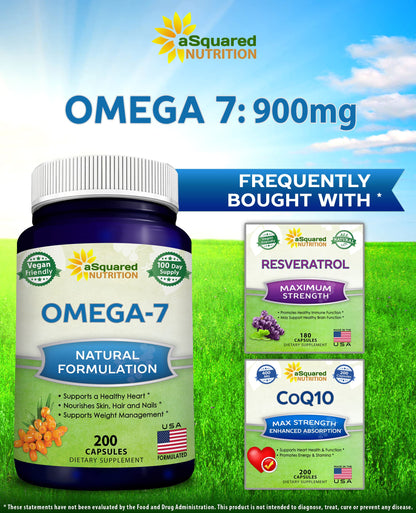 aSquared Nutrition Purified Omega 7 Fatty Acids-200 Capsules from Natural Sea Buckthorn aSquared NutritionUS supplements