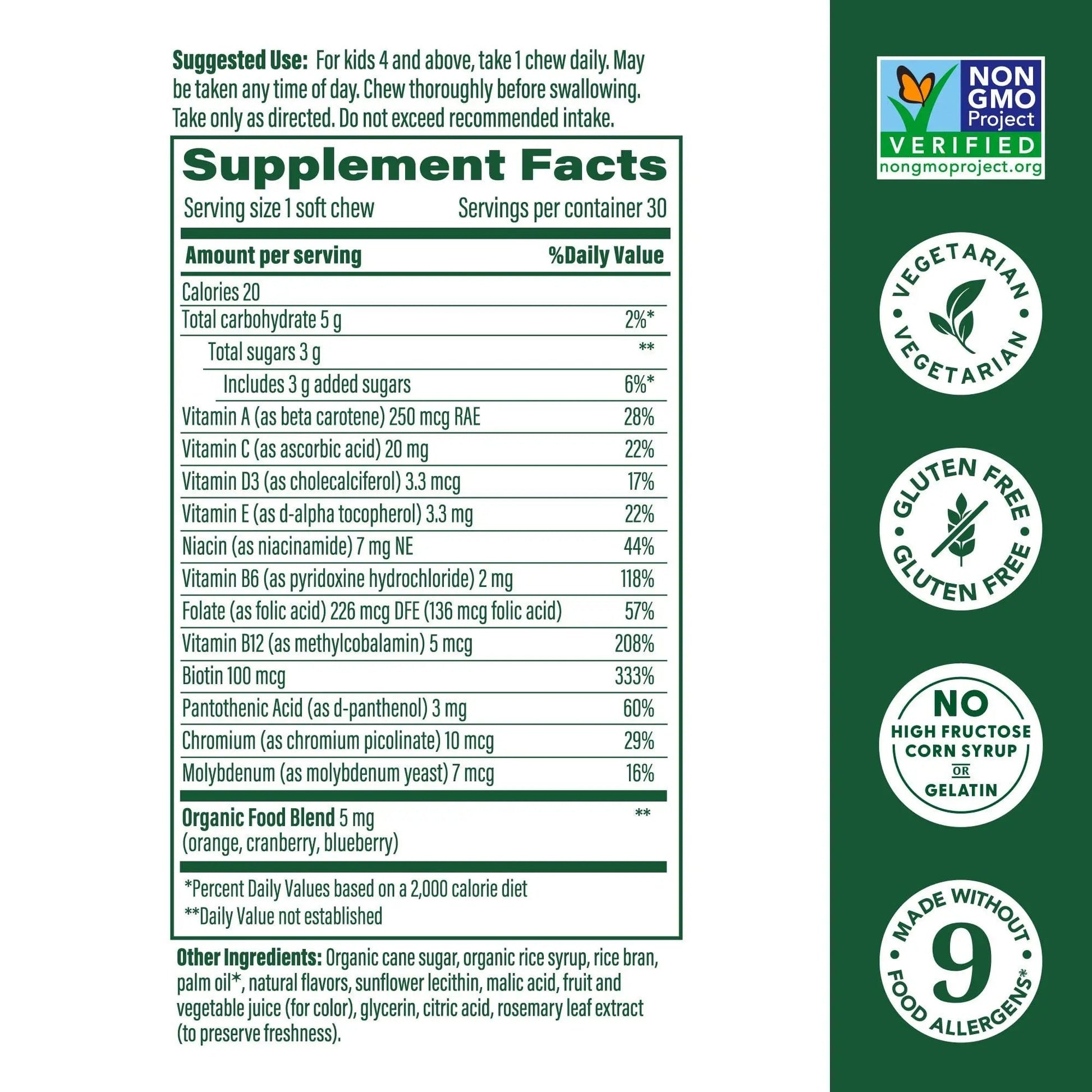 MegaFood Kids One Daily Multivitamin Soft Chews - Kids Vitamins with Vitamin B, Vitamin C, Vitamin D & Vitamin E - Age 4+, Vegetarian MegaFoodAu supplements